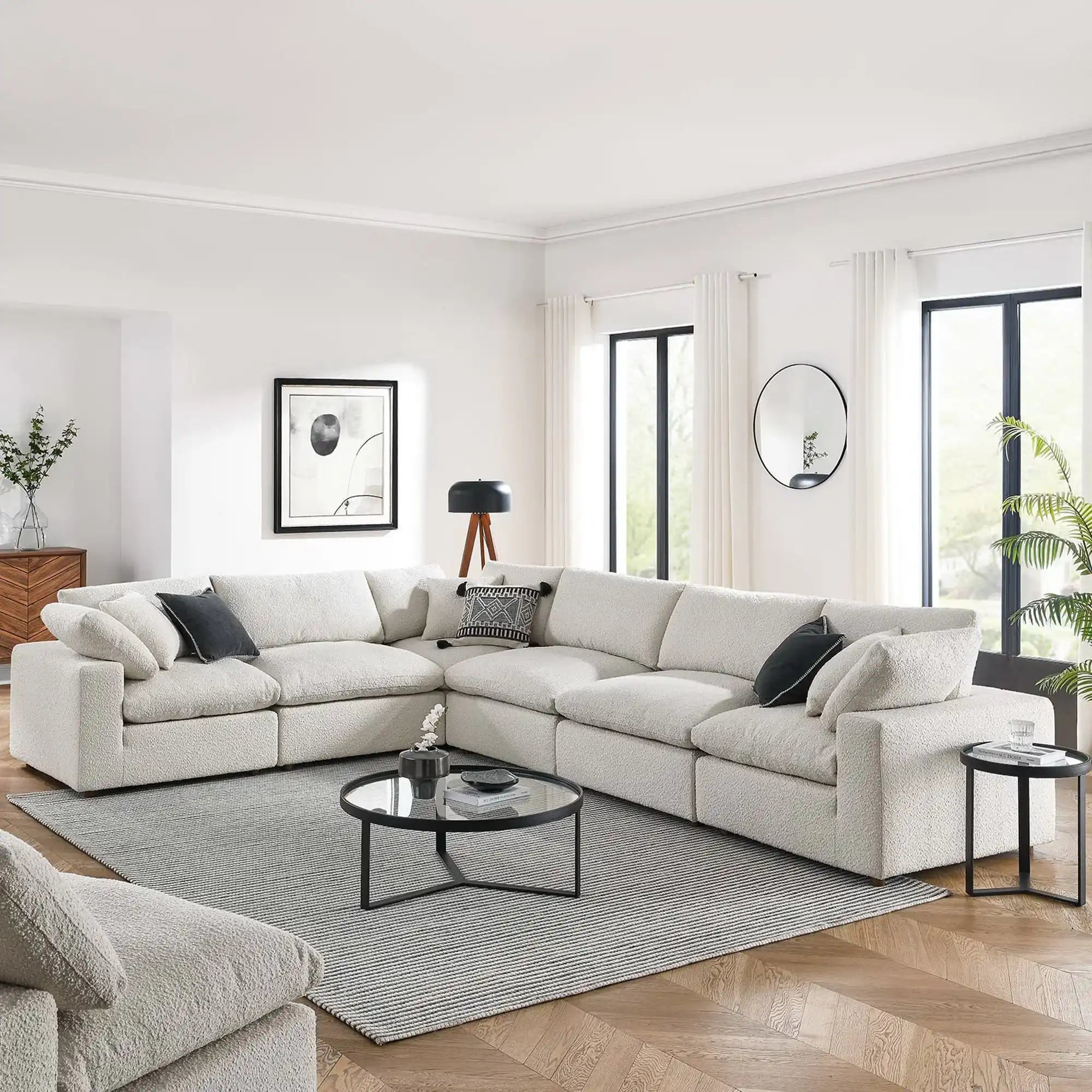 Commix 6-Piece Down Filled Overstuffed Boucle Fabric Sectional Sofa by Modway - Best Buy Furniture