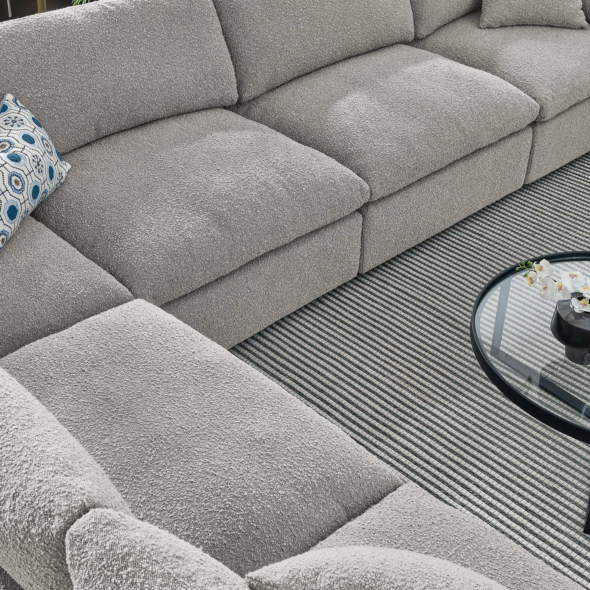 Commix 6-Piece Down Filled Overstuffed Boucle Fabric Sectional Sofa by Modway - Best Buy Furniture