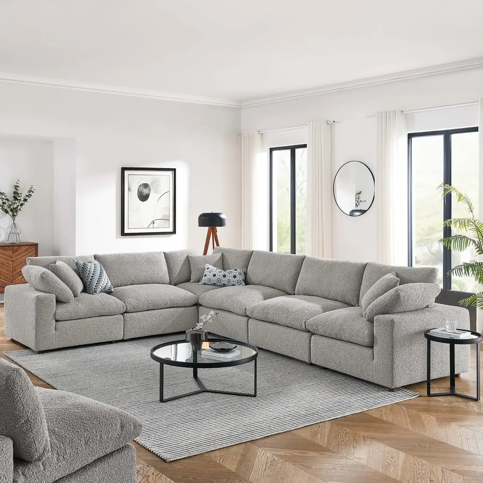 Commix 6-Piece Down Filled Overstuffed Boucle Fabric Sectional Sofa by Modway - Best Buy Furniture