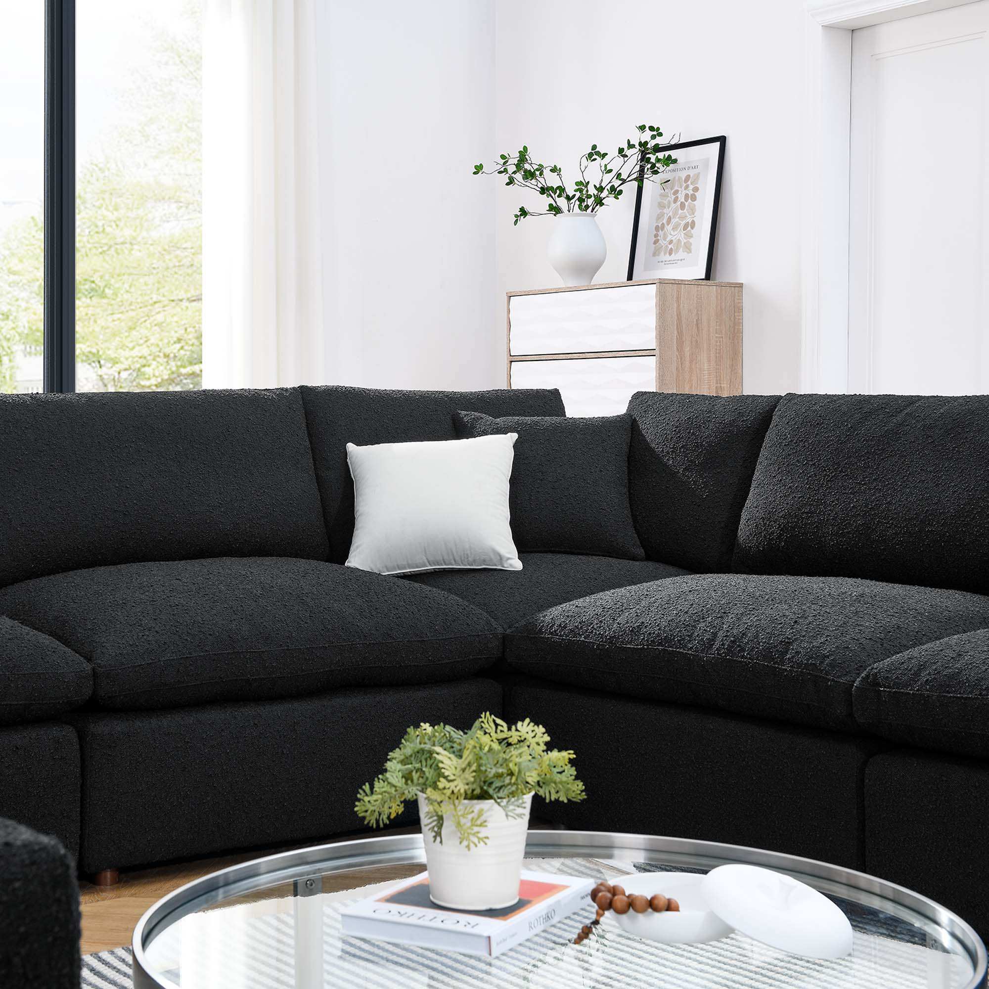 Commix 8-Piece Down Filled Overstuffed Boucle Fabric Sectional Sofa by Modway - Best Buy Furniture