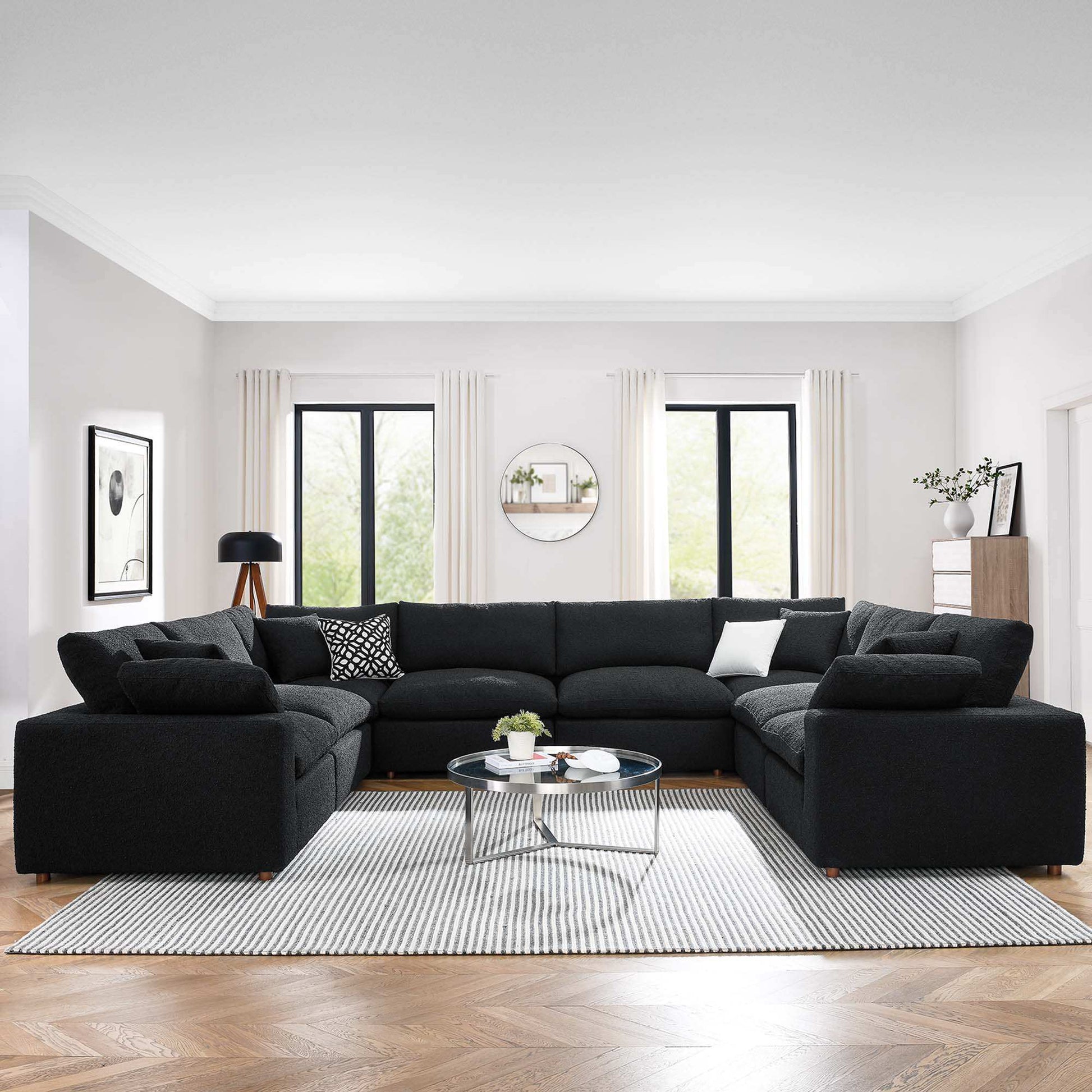 Commix 8-Piece Down Filled Overstuffed Boucle Fabric Sectional Sofa by Modway - Best Buy Furniture