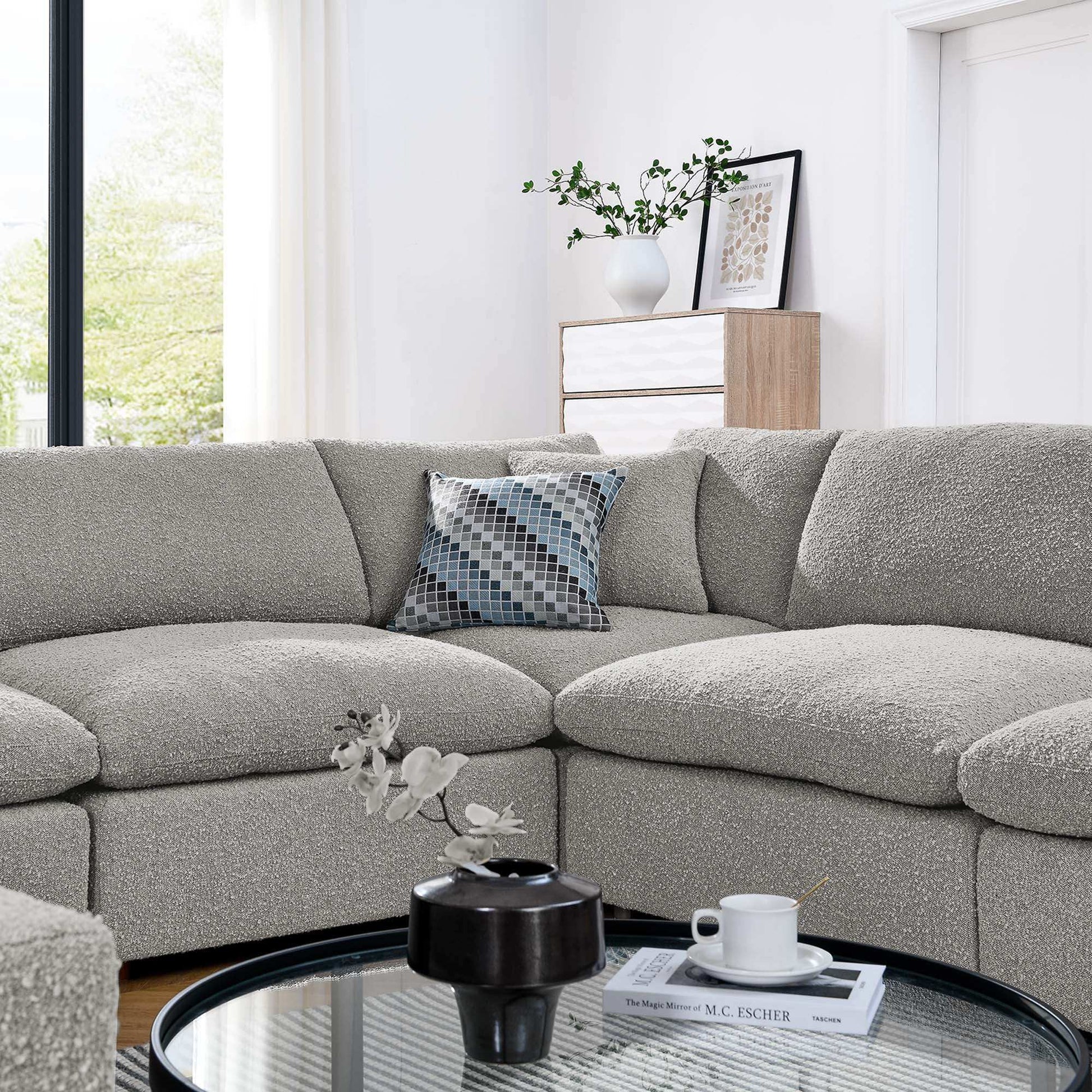 Commix 8-Piece Down Filled Overstuffed Boucle Fabric Sectional Sofa by Modway - Best Buy Furniture