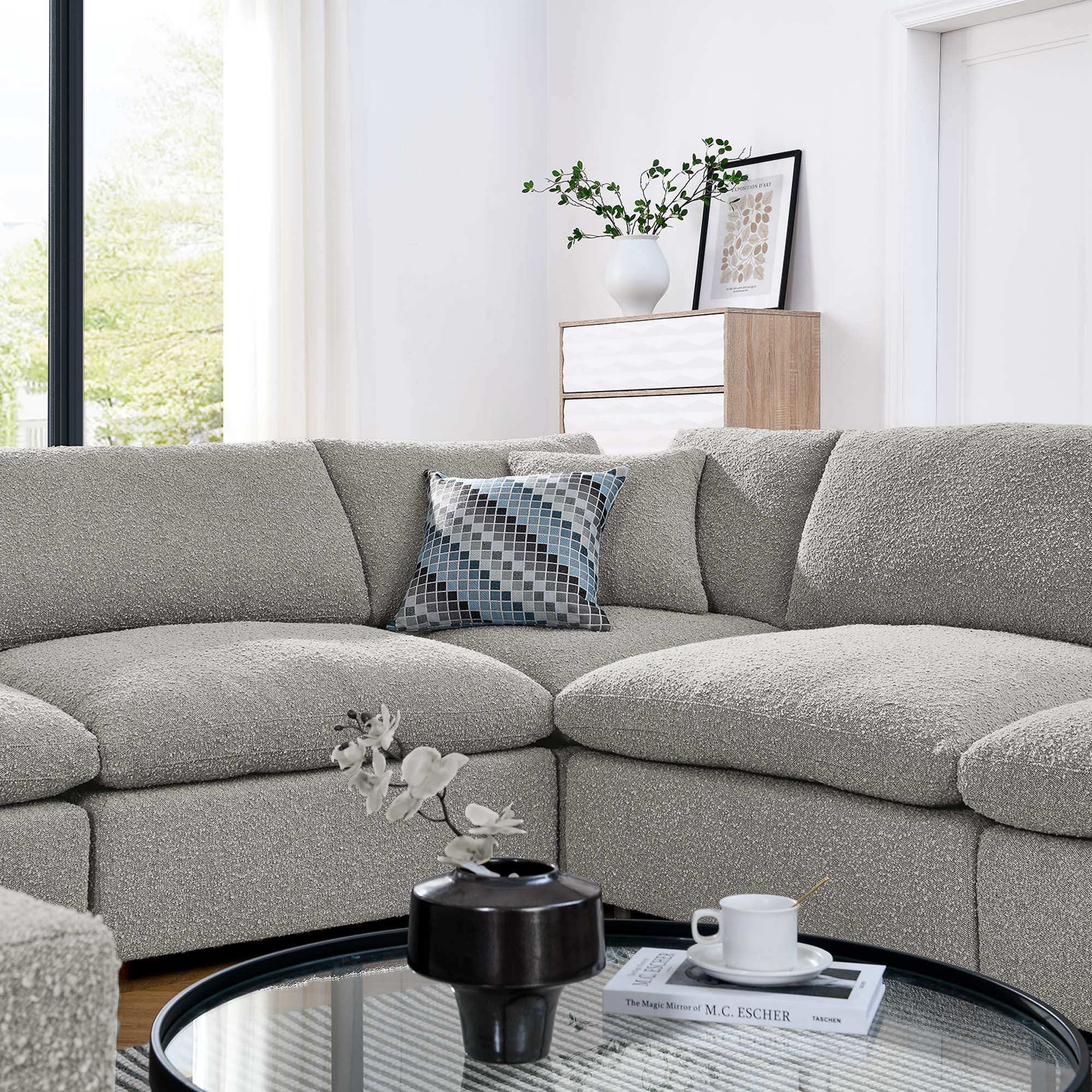 Commix 8-Piece Down Filled Overstuffed Boucle Fabric Sectional Sofa by Modway - Best Buy Furniture