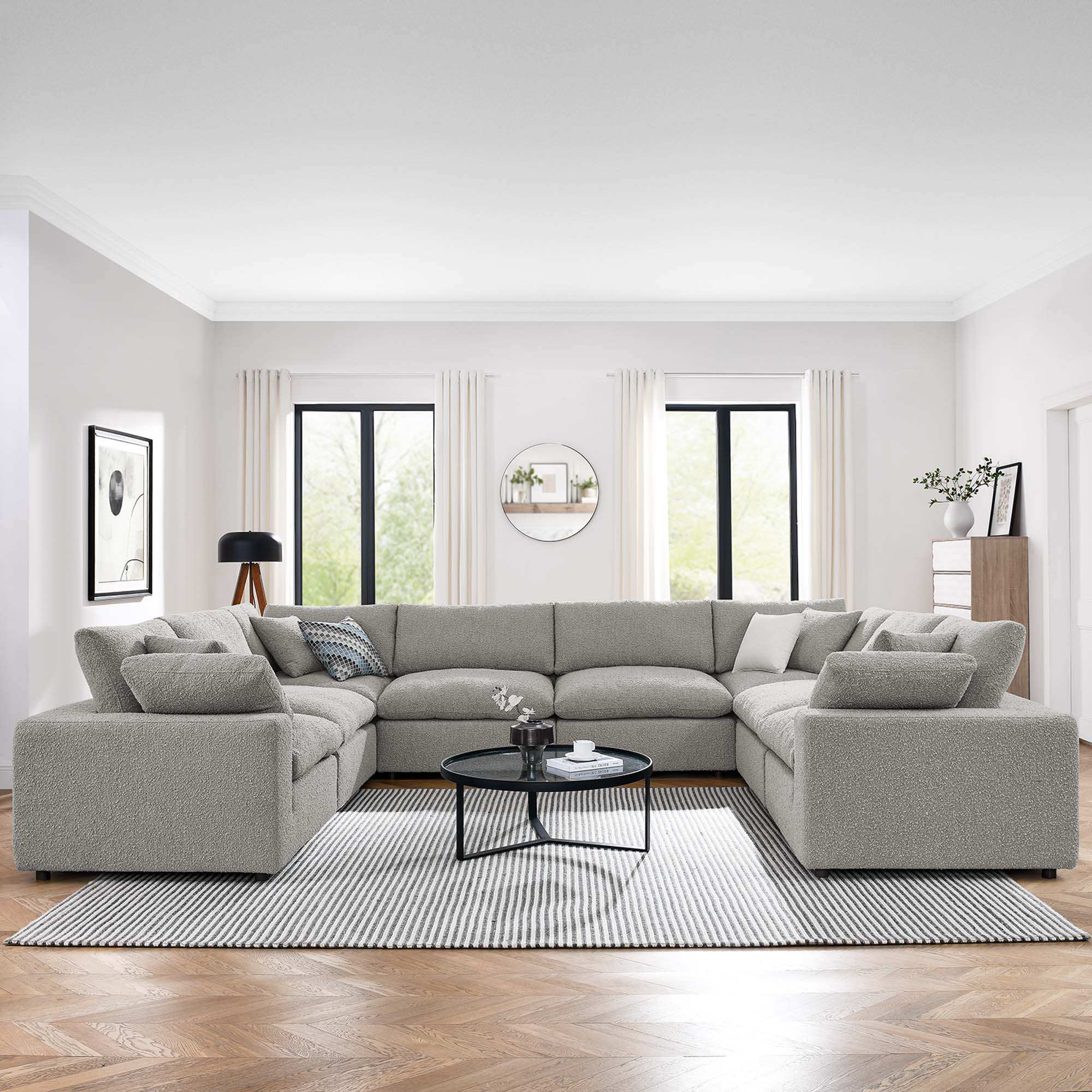 Commix 8-Piece Down Filled Overstuffed Boucle Fabric Sectional Sofa by Modway - Best Buy Furniture