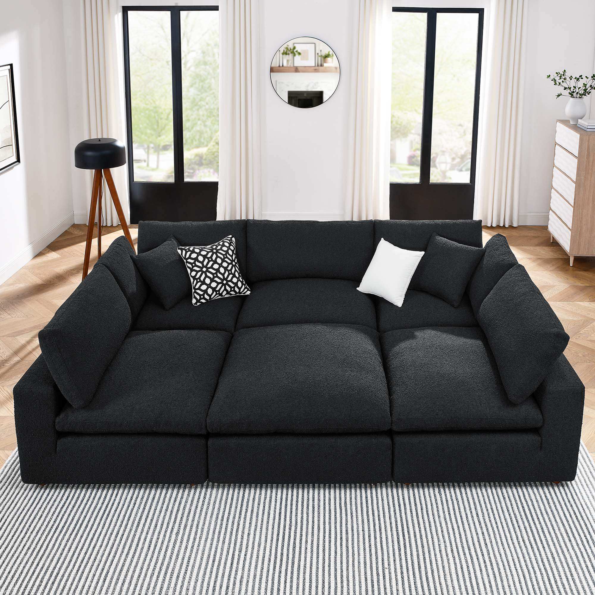 Commix 6-Piece Down Filled Overstuffed Boucle Fabric Sectional Sofa by Modway - Best Buy Furniture