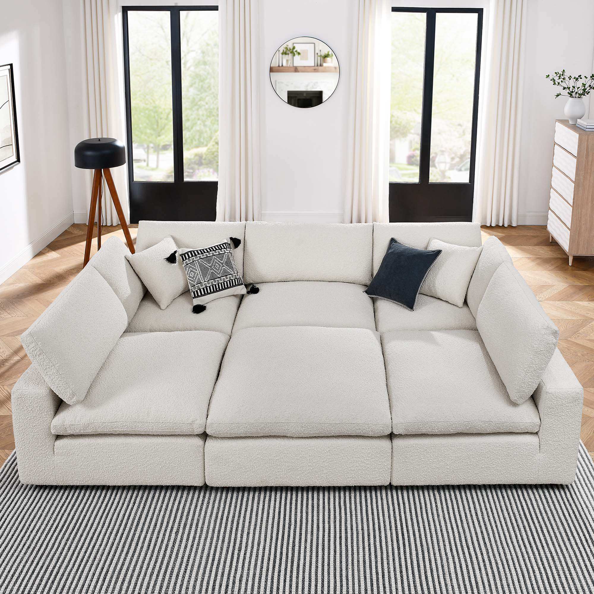 Commix 6-Piece Down Filled Overstuffed Boucle Fabric Sectional Sofa by Modway - Best Buy Furniture