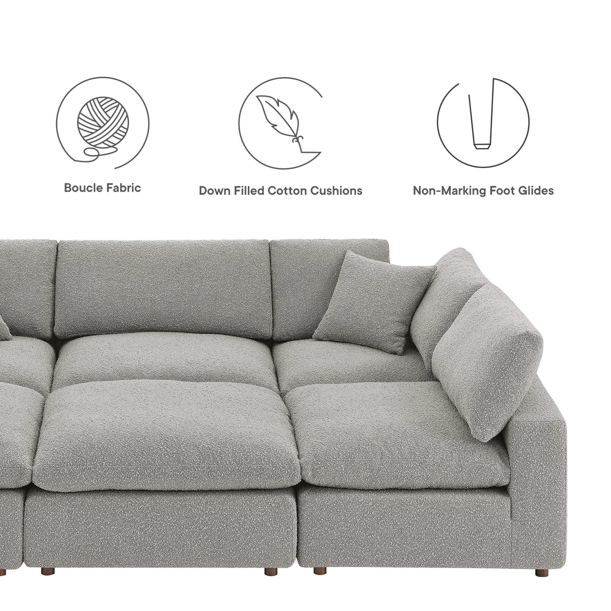 Commix 6-Piece Down Filled Overstuffed Boucle Fabric Sectional Sofa by Modway - Best Buy Furniture