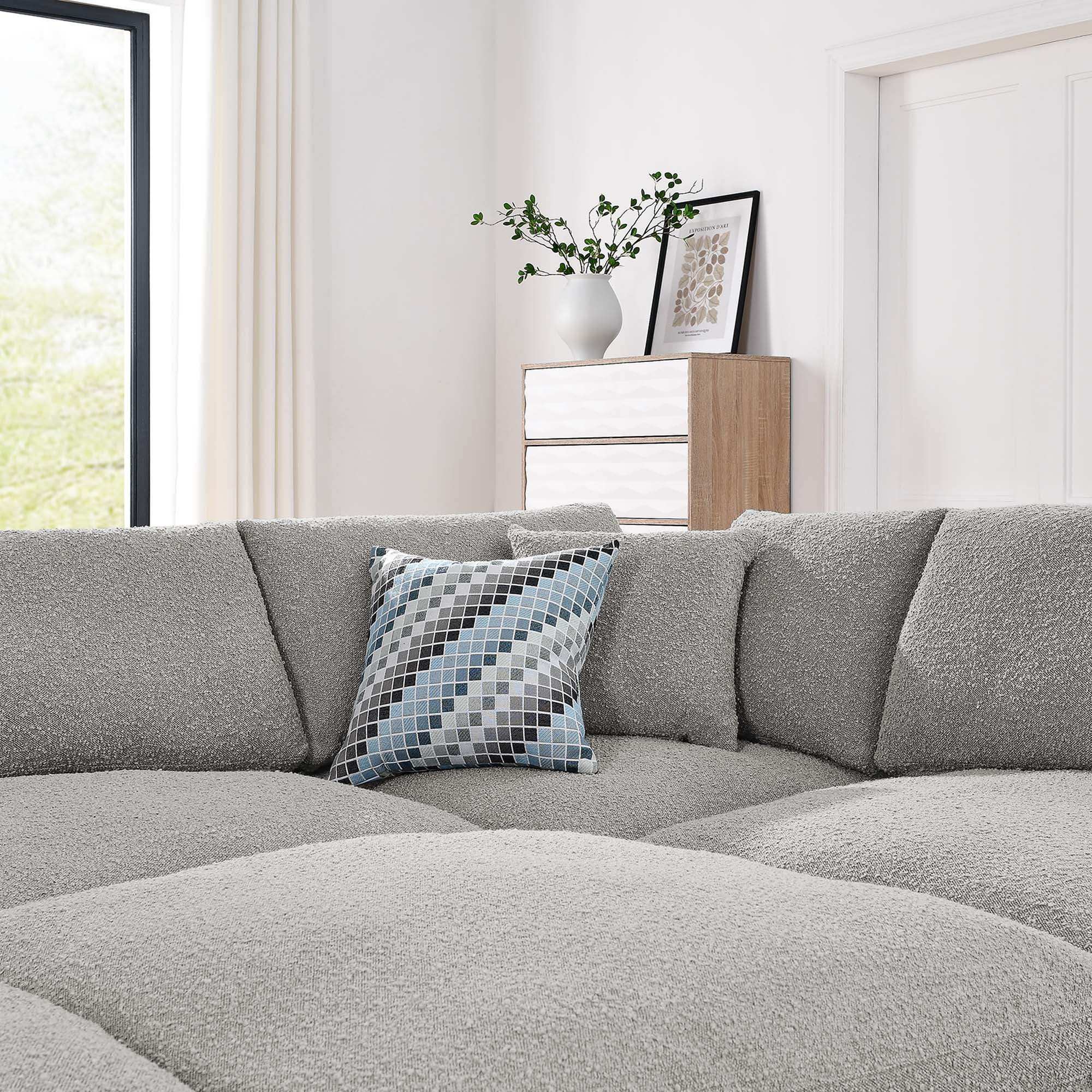 Commix 6-Piece Down Filled Overstuffed Boucle Fabric Sectional Sofa by Modway - Best Buy Furniture