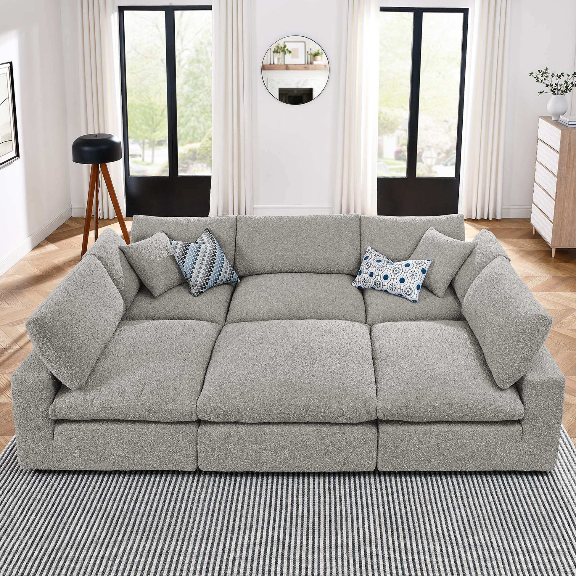 Commix 6-Piece Down Filled Overstuffed Boucle Fabric Sectional Sofa by Modway - Best Buy Furniture