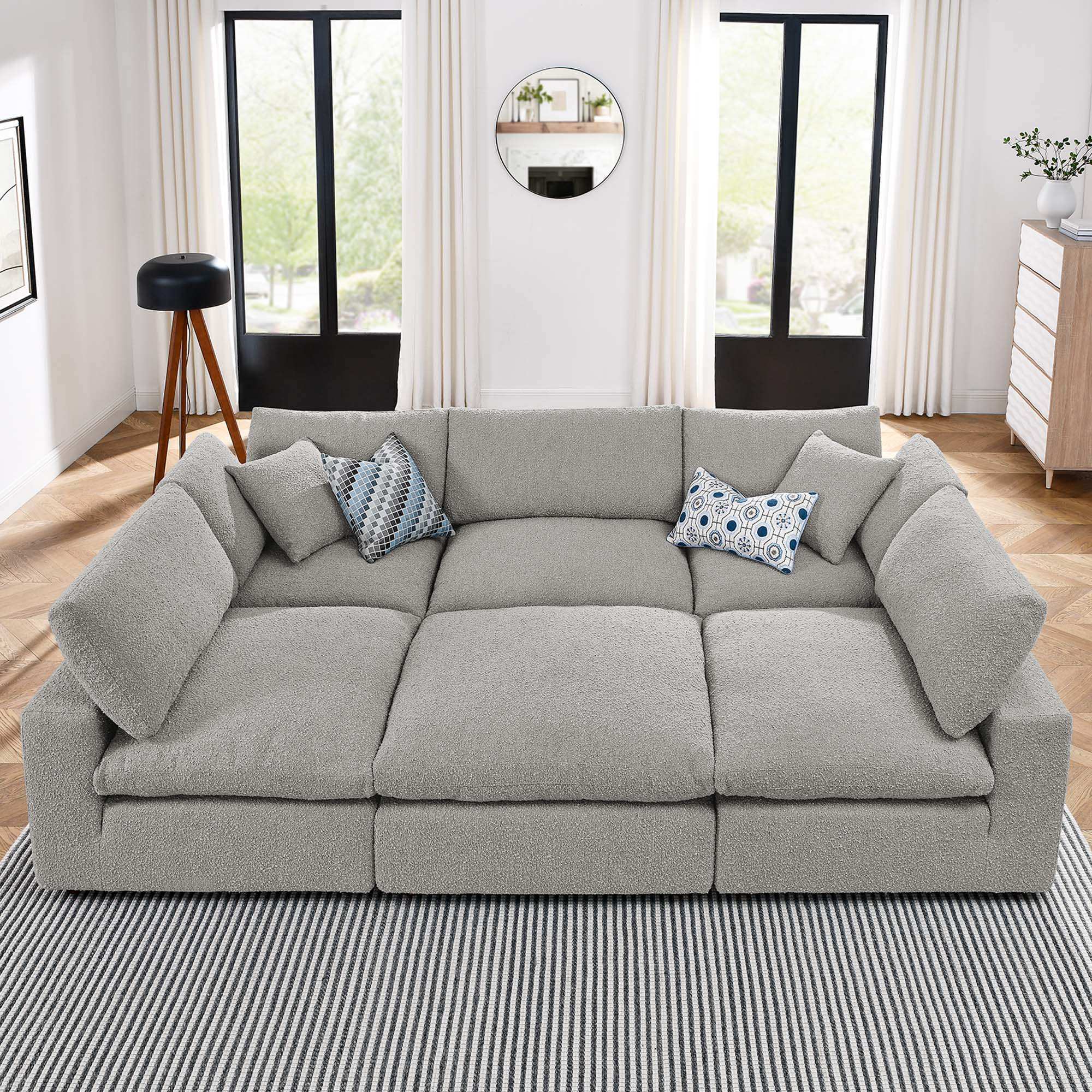 Commix 6-Piece Down Filled Overstuffed Boucle Fabric Sectional Sofa by Modway - Best Buy Furniture