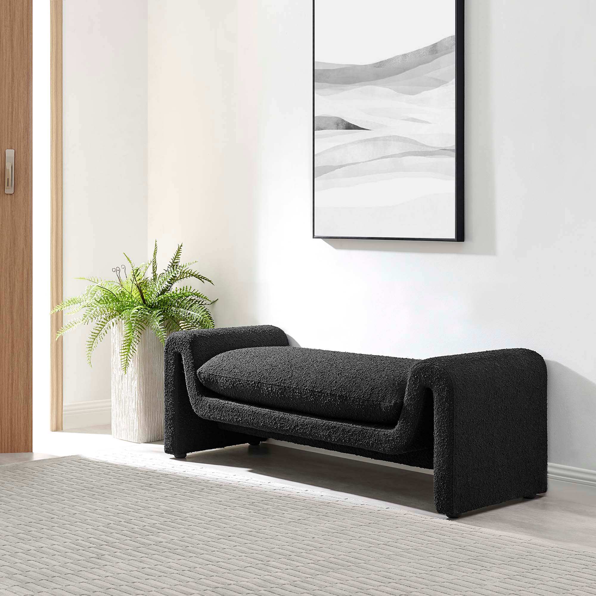 Waverly Boucle Fabric Bench by Modway - Best Buy Furniture