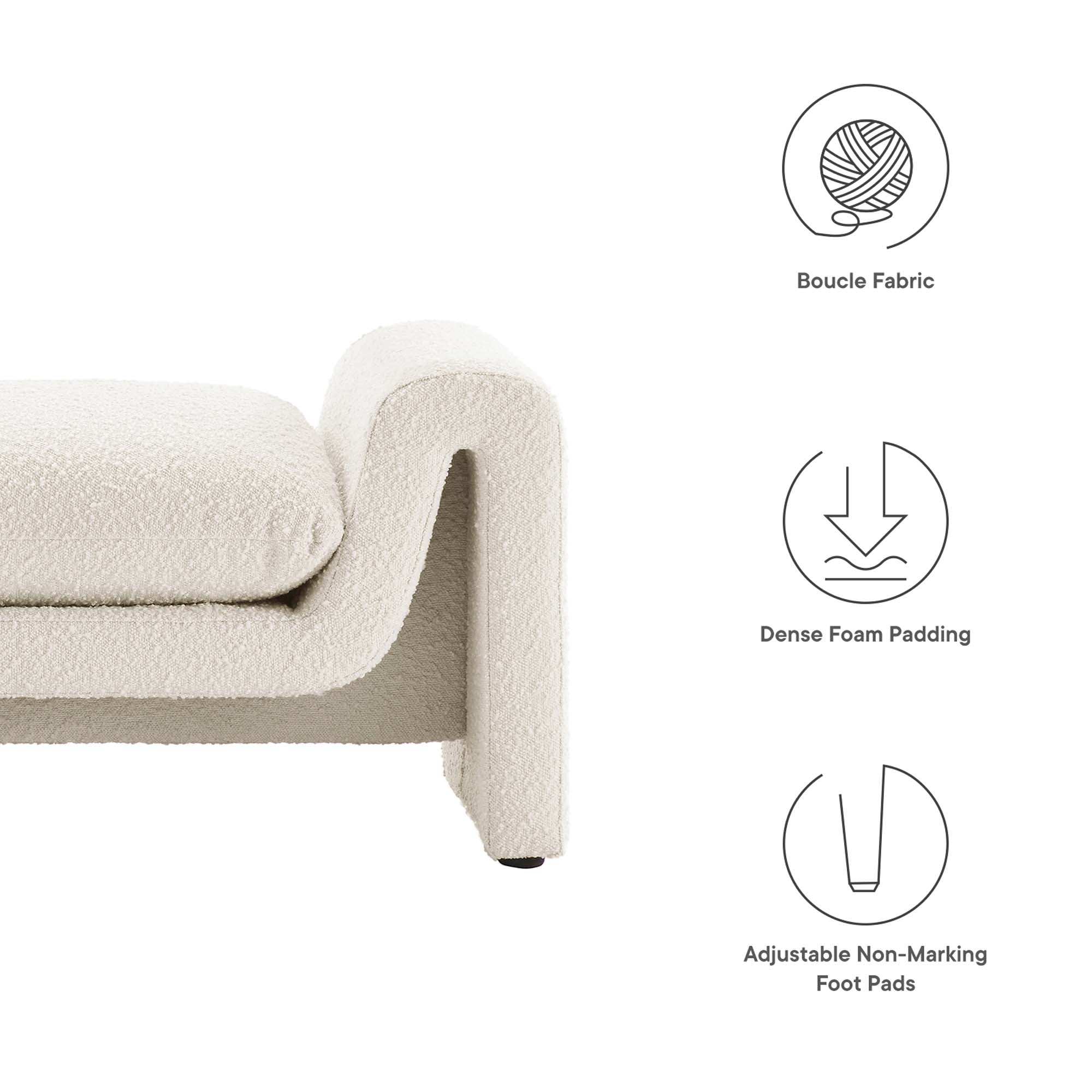 Waverly Boucle Fabric Bench by Modway - Best Buy Furniture