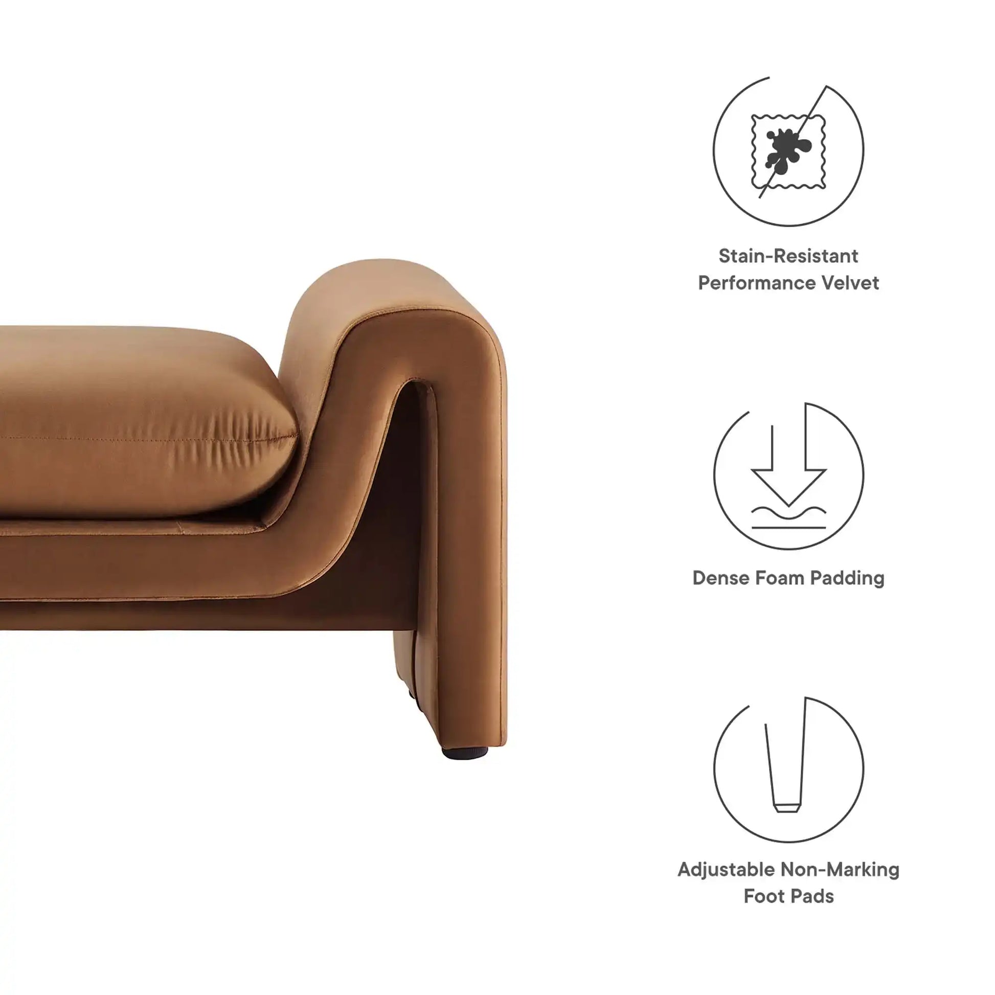Waverly Performance Velvet Bench by Modway - Best Buy Furniture