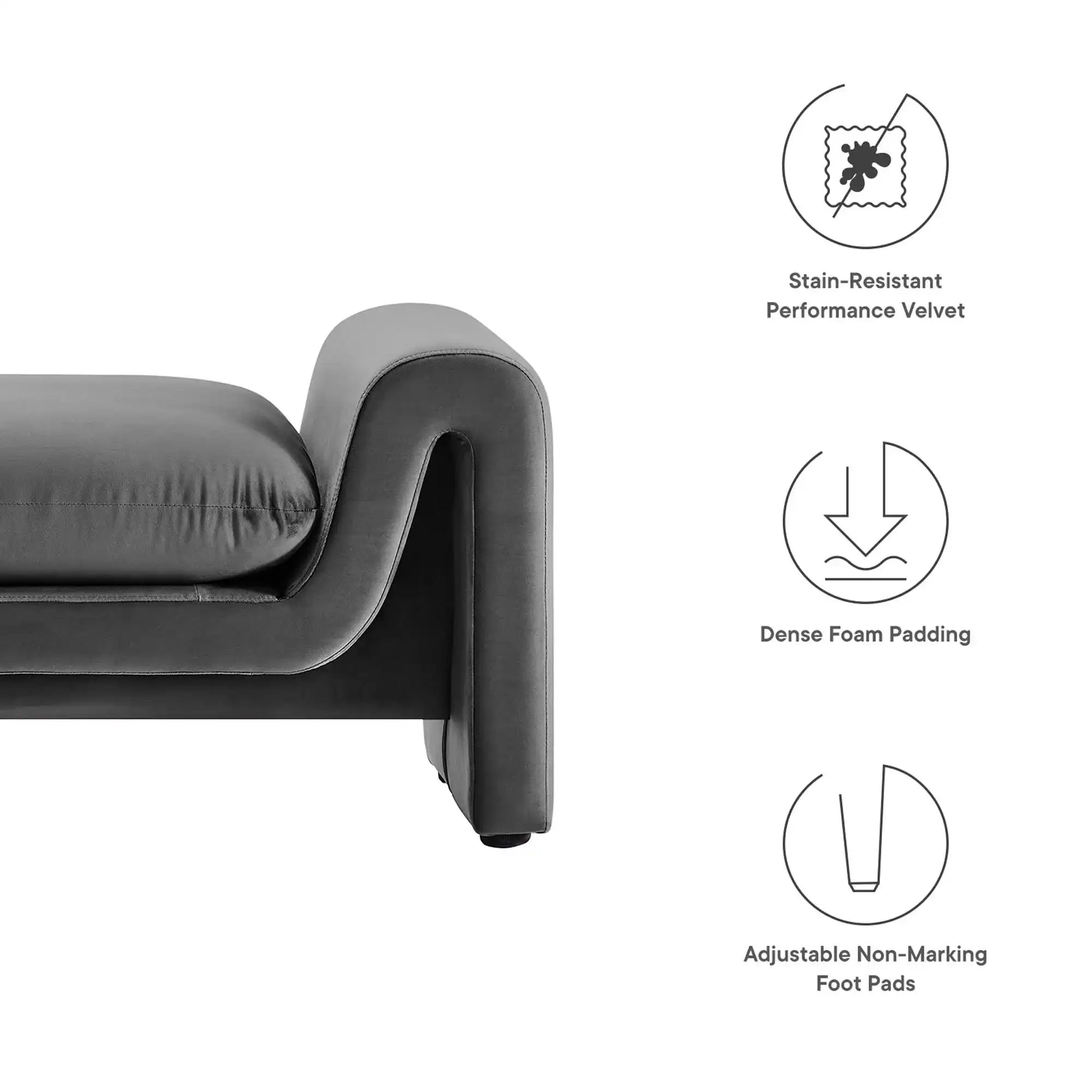 Waverly Performance Velvet Bench by Modway - Best Buy Furniture