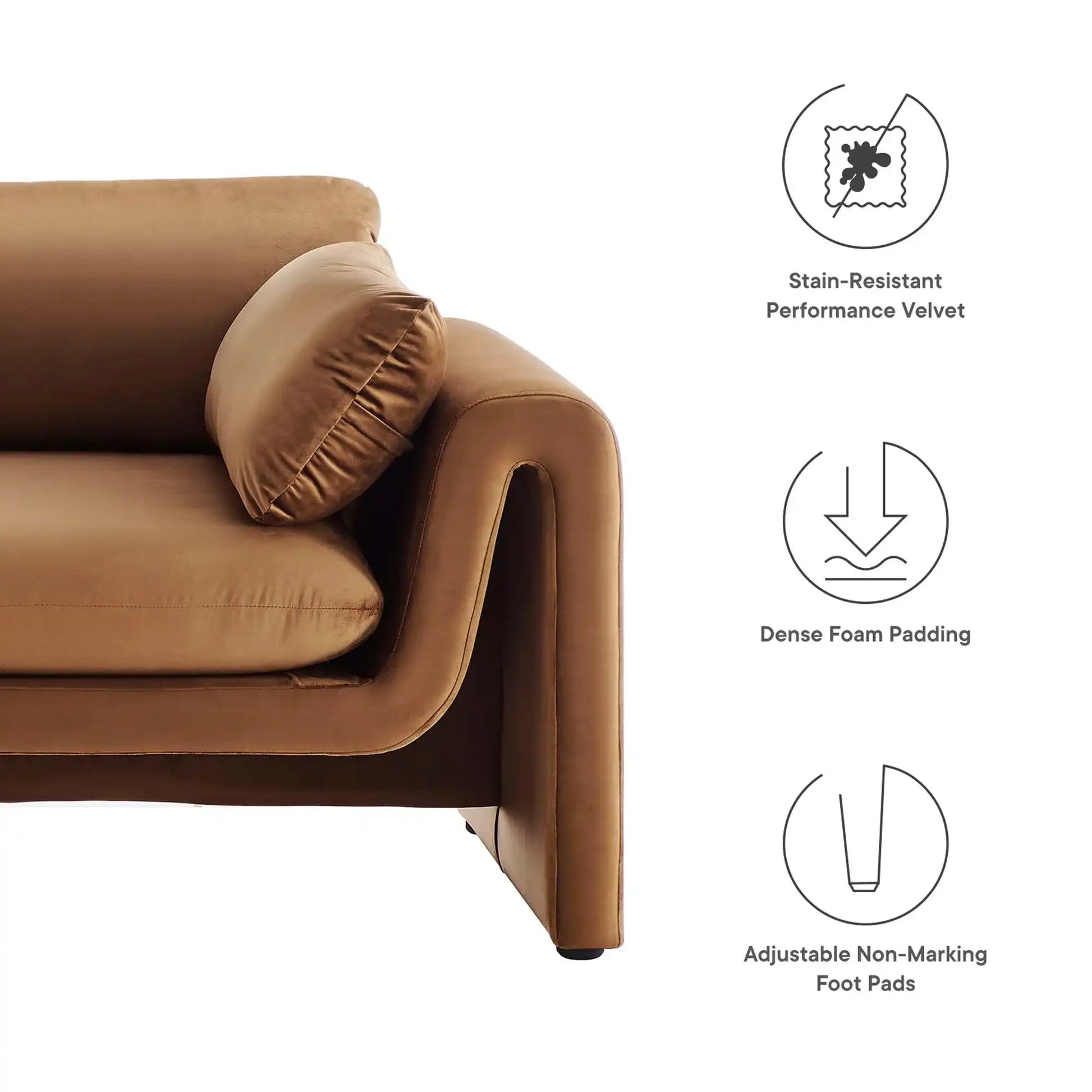 Waverly Performance Velvet Sofa by Modway - Best Buy Furniture