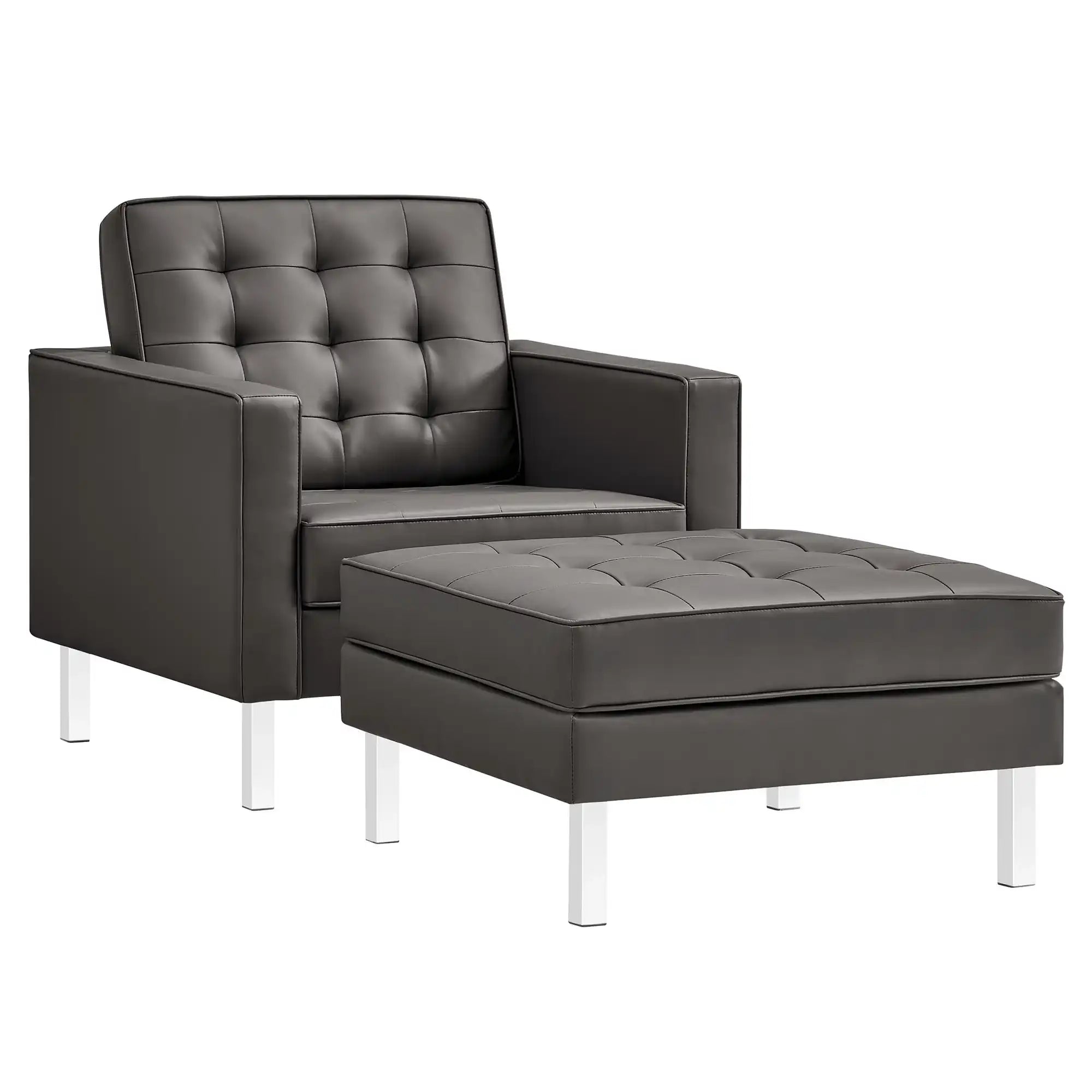 Loft Tufted Vegan Leather Armchair and Ottoman Set by Modway - Best Buy Furniture