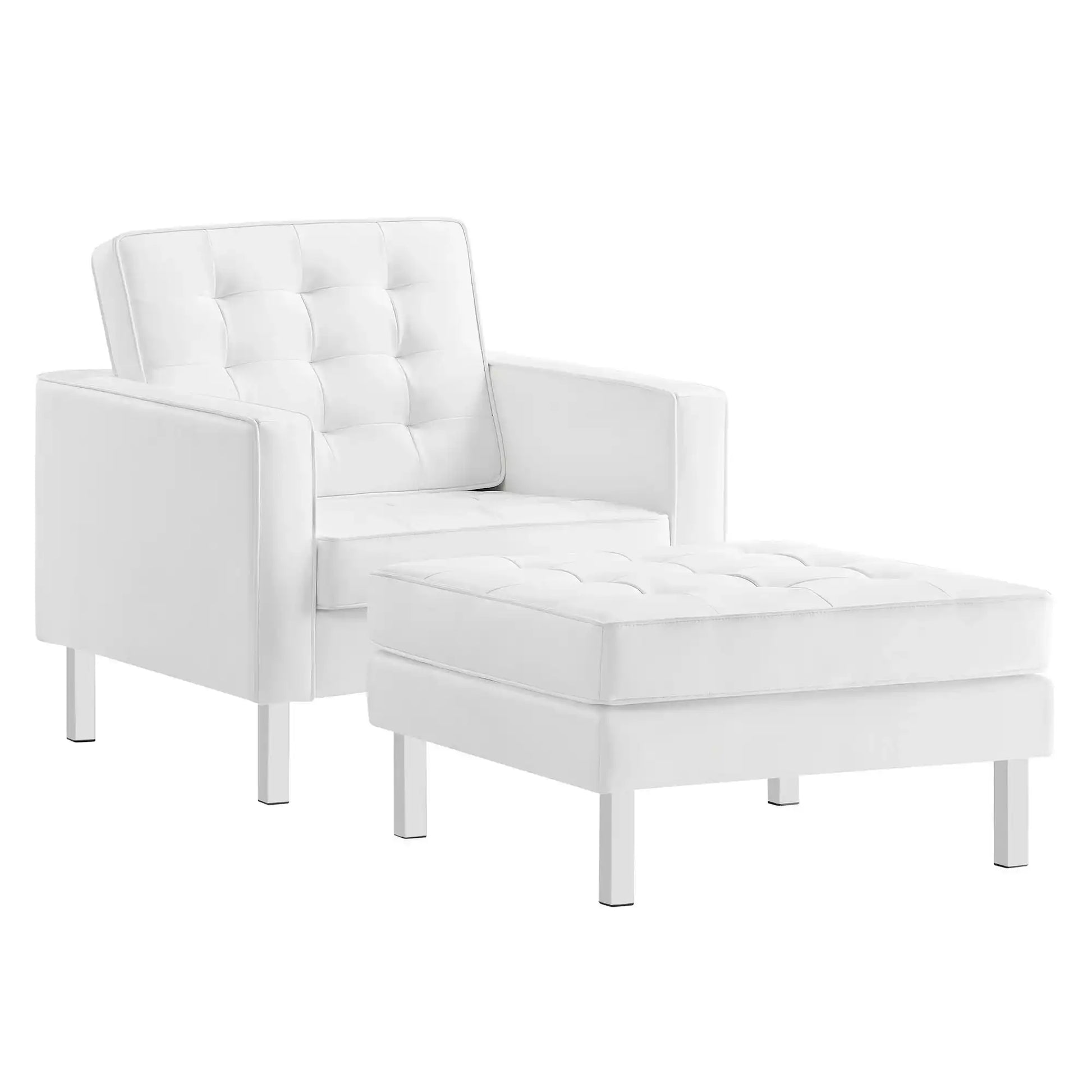 Loft Tufted Vegan Leather Armchair and Ottoman Set by Modway - Best Buy Furniture