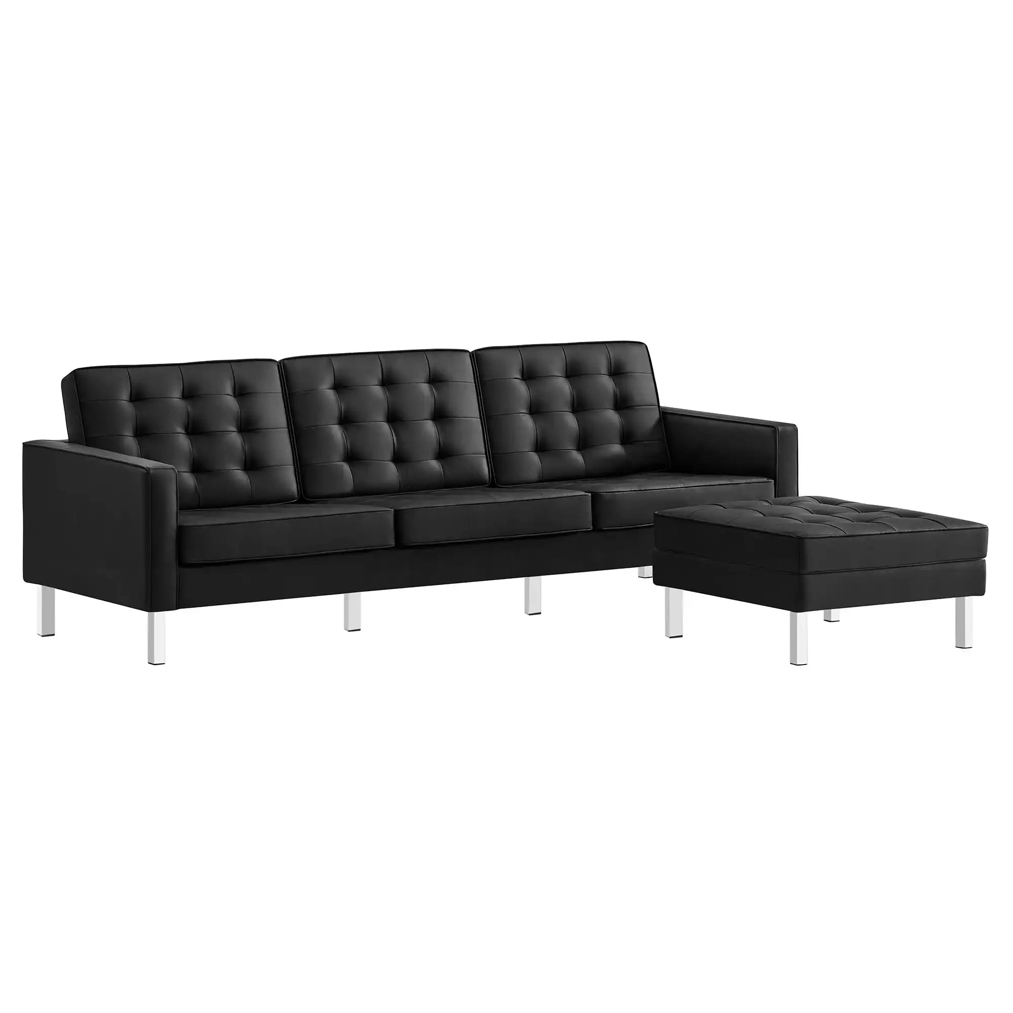 Loft Tufted Vegan Leather Sofa and Ottoman Set by Modway - Best Buy Furniture