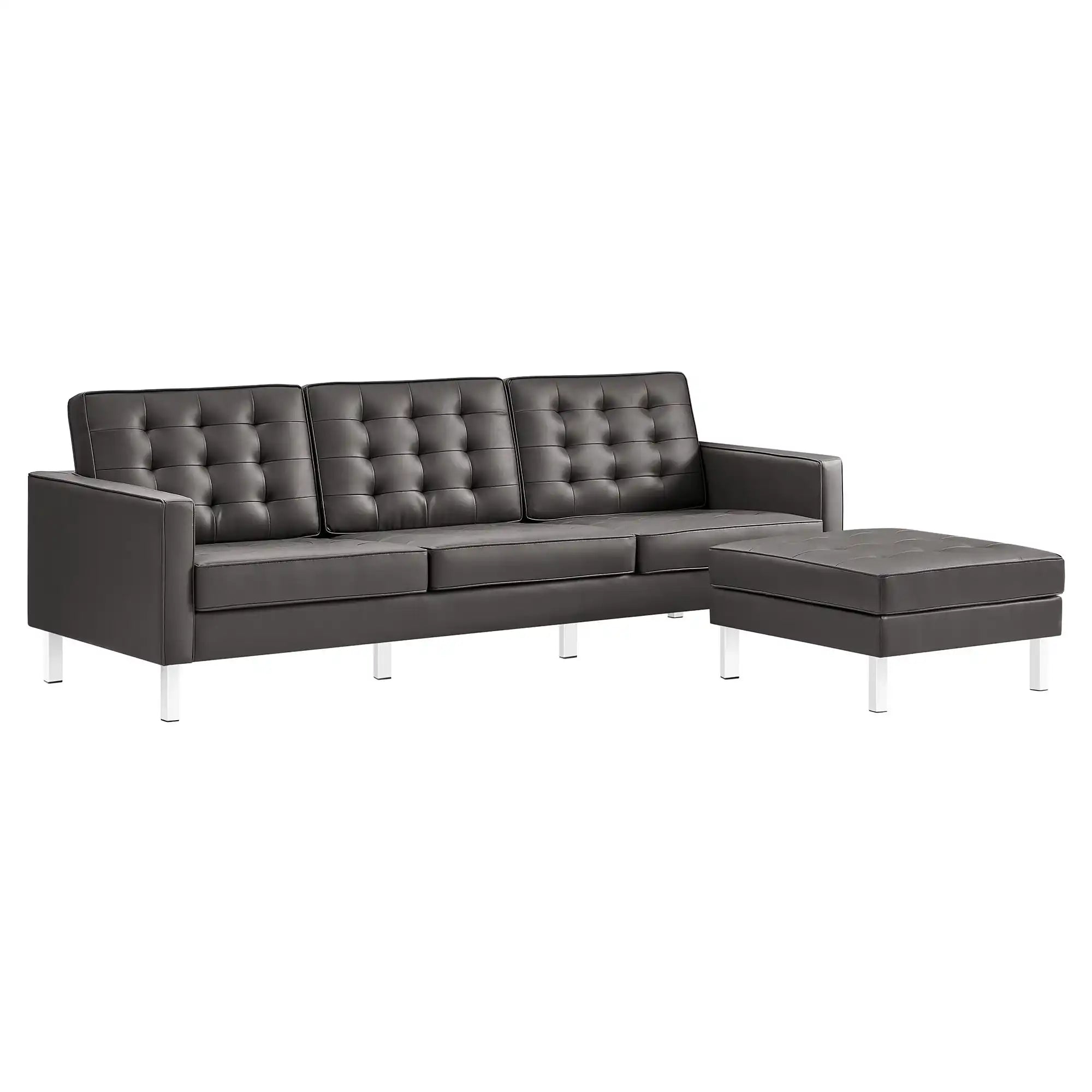 Loft Tufted Vegan Leather Sofa and Ottoman Set by Modway - Best Buy Furniture