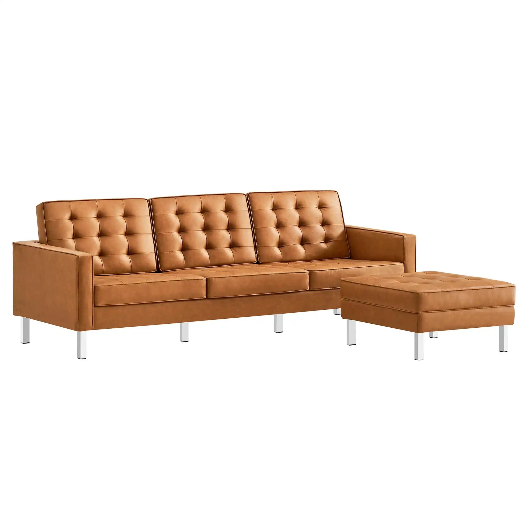 Loft Tufted Vegan Leather Sofa and Ottoman Set by Modway - Best Buy Furniture