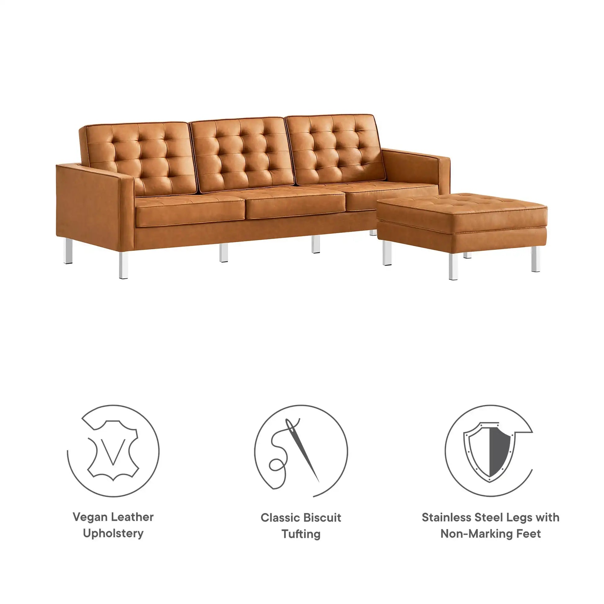 Loft Tufted Vegan Leather Sofa and Ottoman Set by Modway - Best Buy Furniture