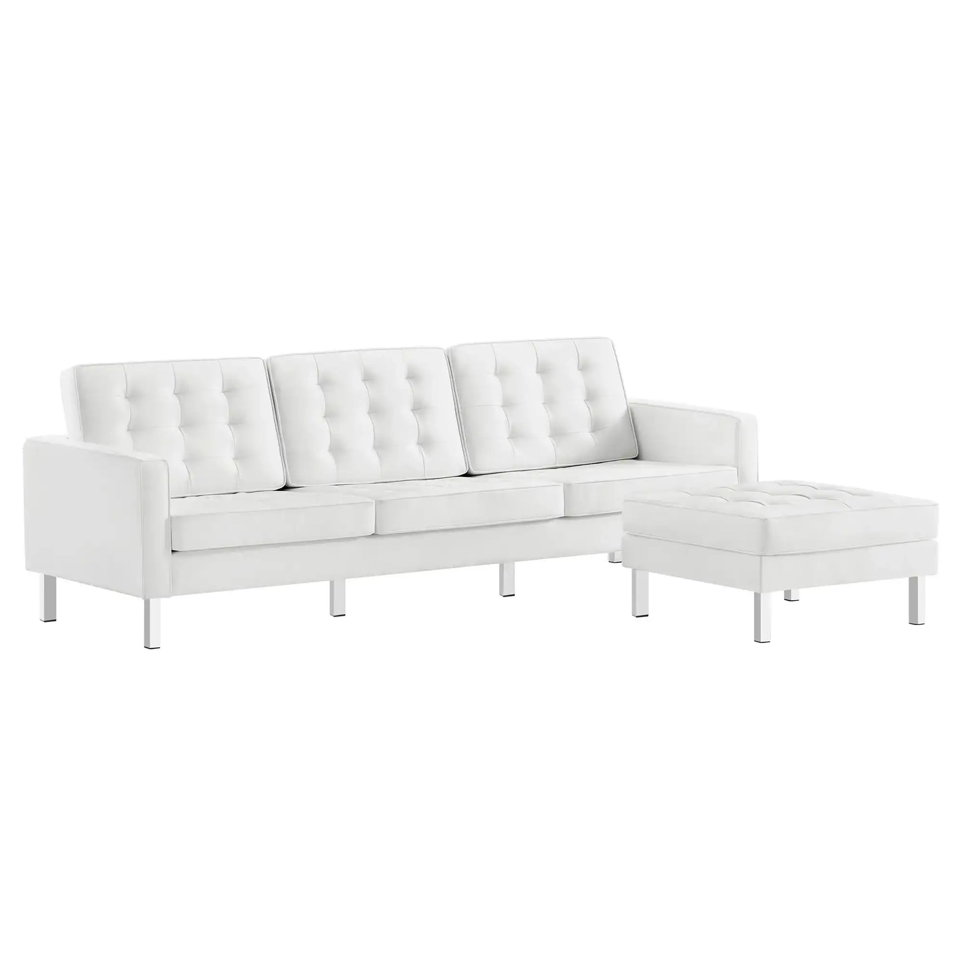 Loft Tufted Vegan Leather Sofa and Ottoman Set by Modway - Best Buy Furniture