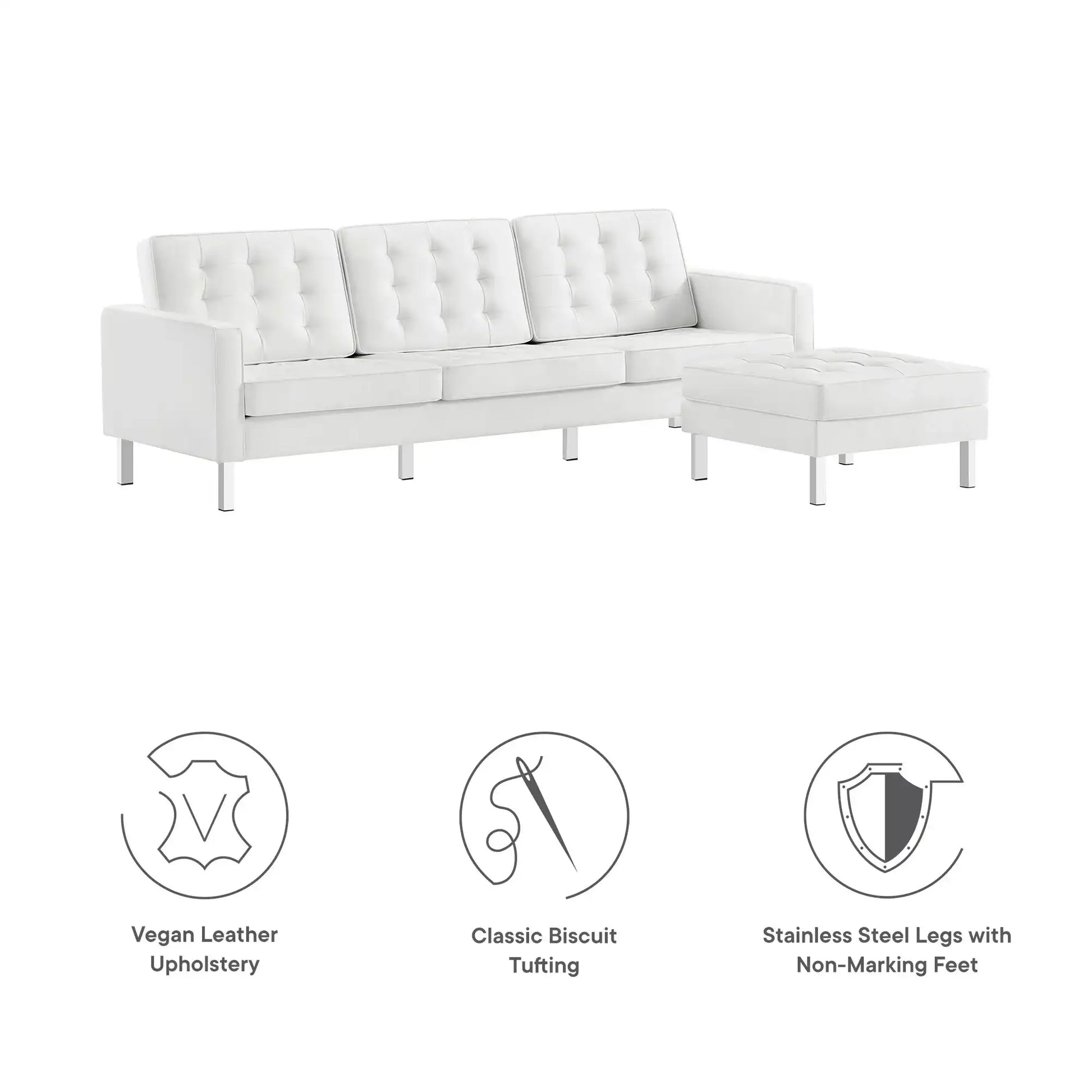 Loft Tufted Vegan Leather Sofa and Ottoman Set by Modway - Best Buy Furniture
