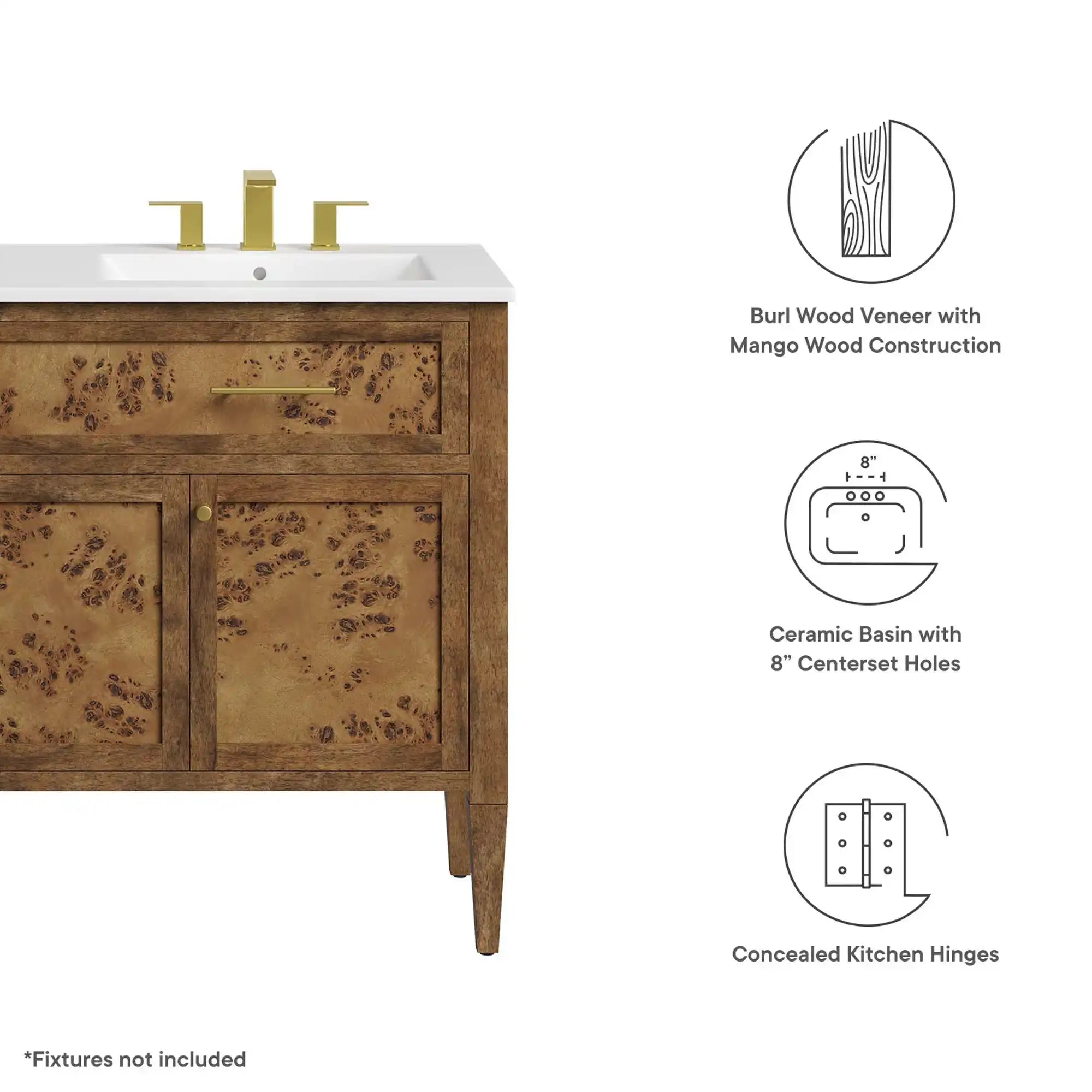 Elysian 48" Wood Double Sink Bathroom Vanity by Modway - Best Buy Furniture