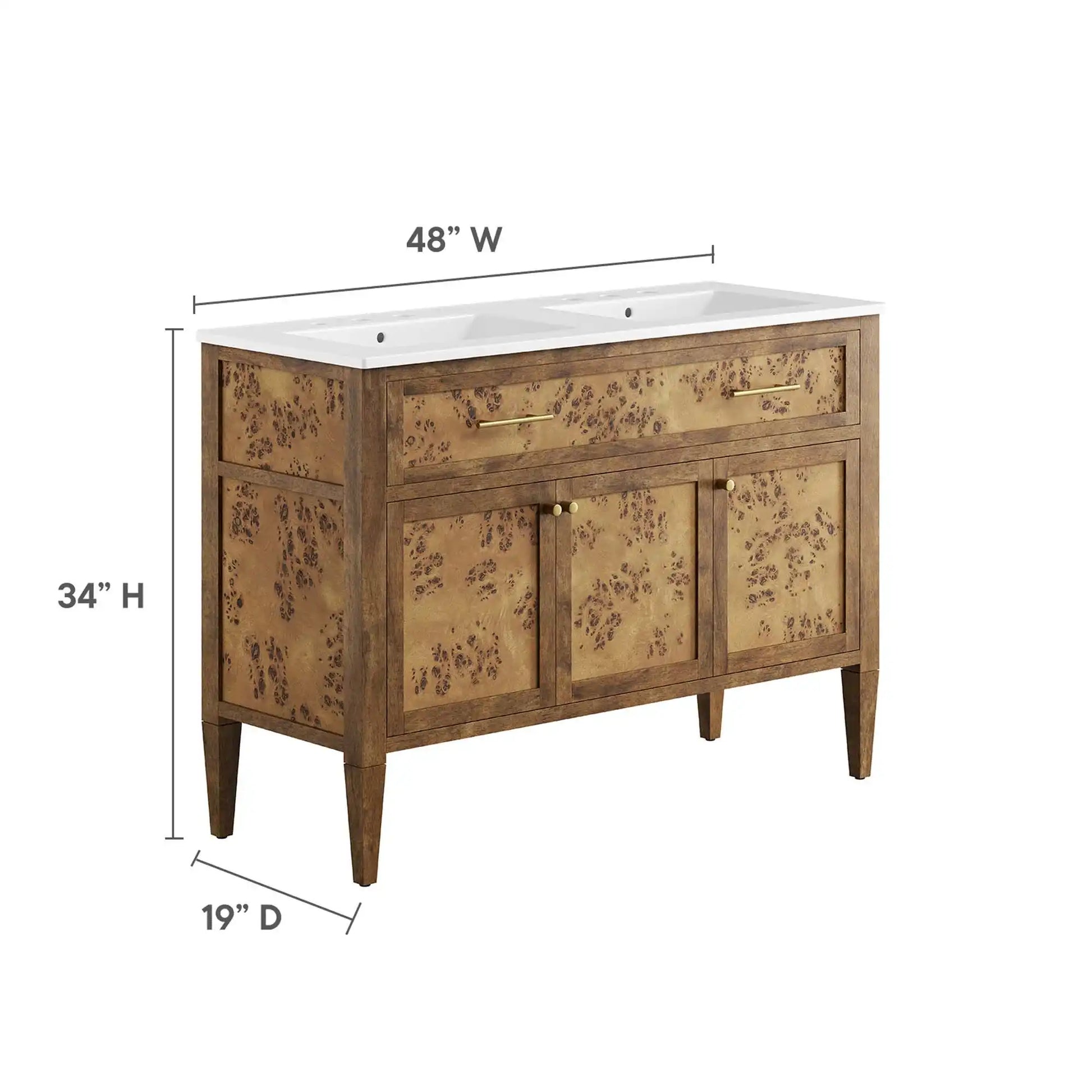 Elysian 48" Wood Double Sink Bathroom Vanity by Modway - Best Buy Furniture