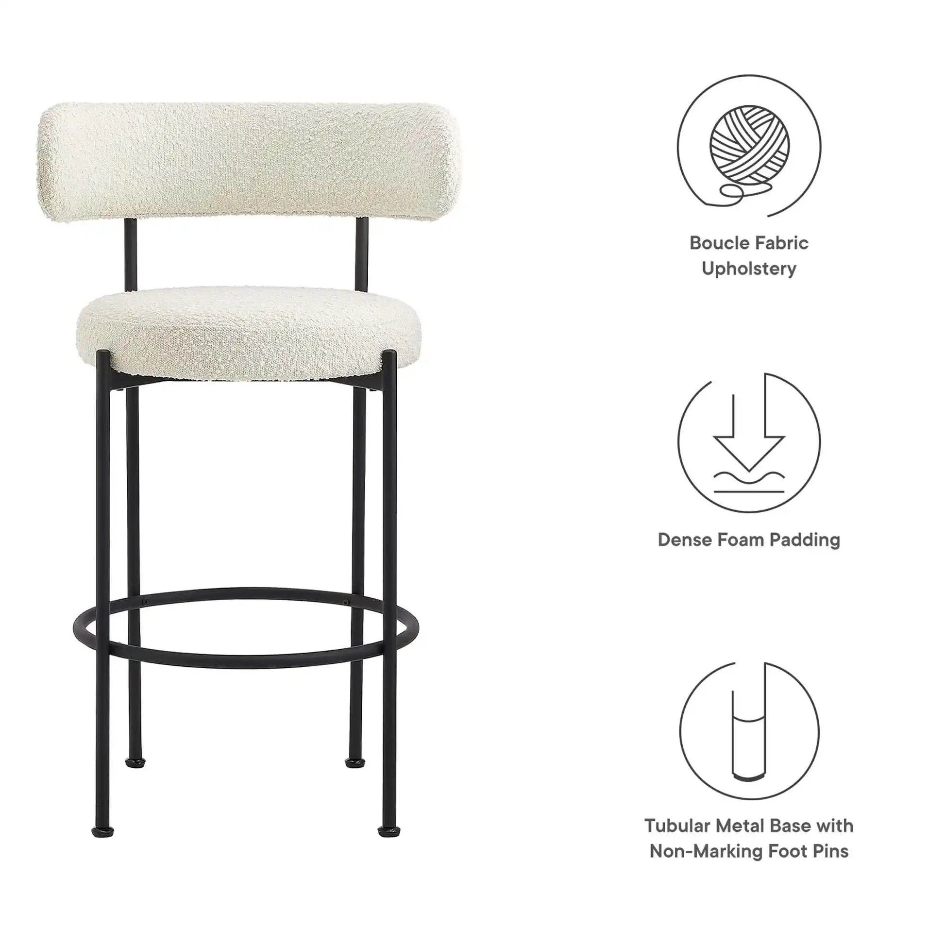 Albie Boucle Fabric Bar Stools Set of 2 by Modway - Best Buy Furniture