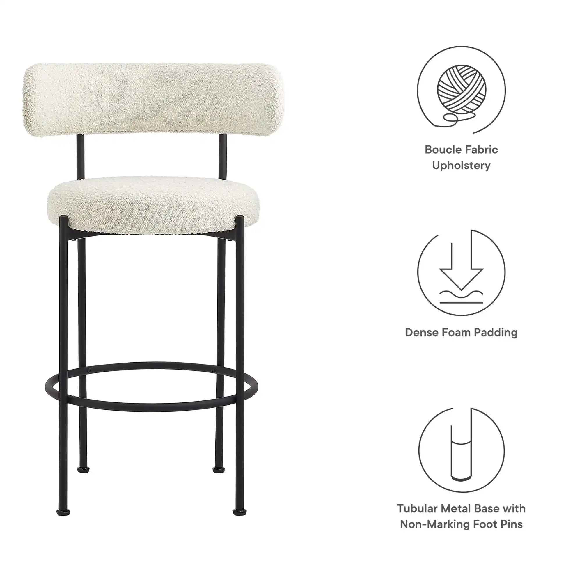 Albie Boucle Fabric Bar Stools Set of 2 by Modway - Best Buy Furniture