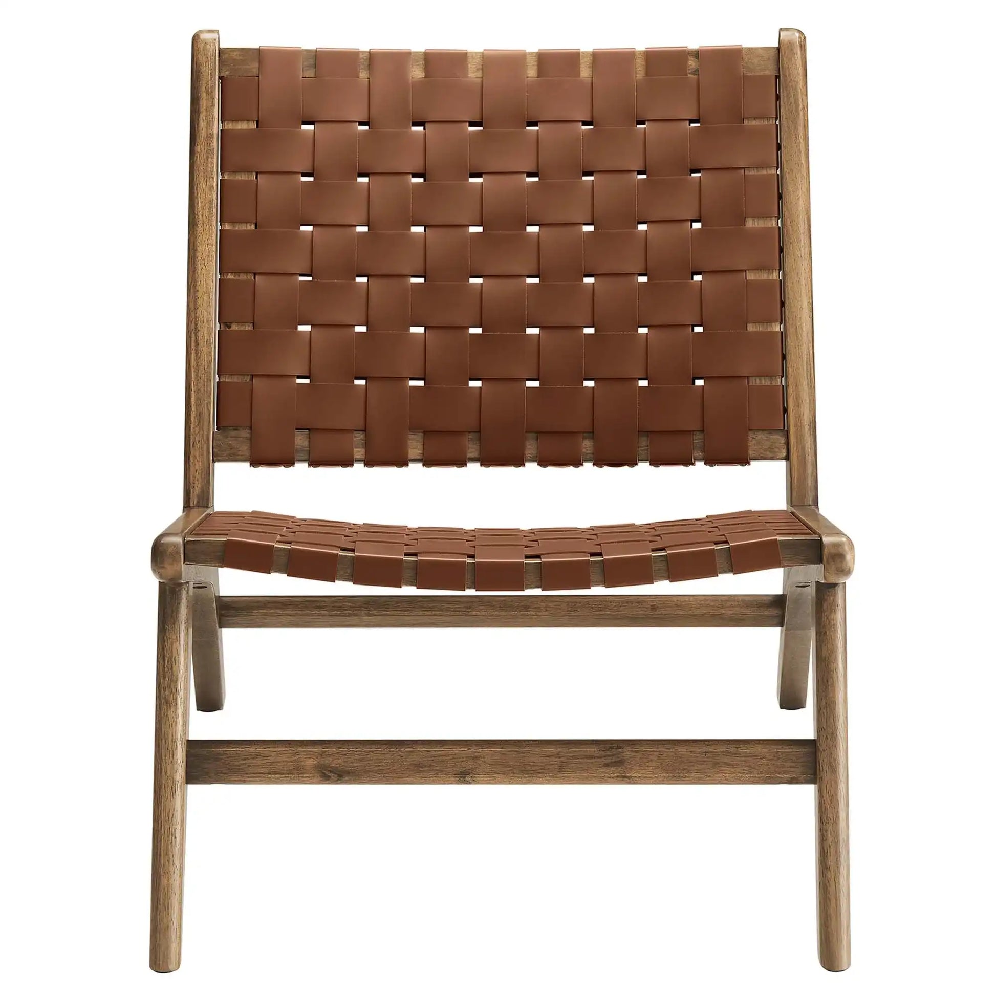Saoirse Leather Wood Accent Lounge Chair by Modway - Best Buy Furniture
