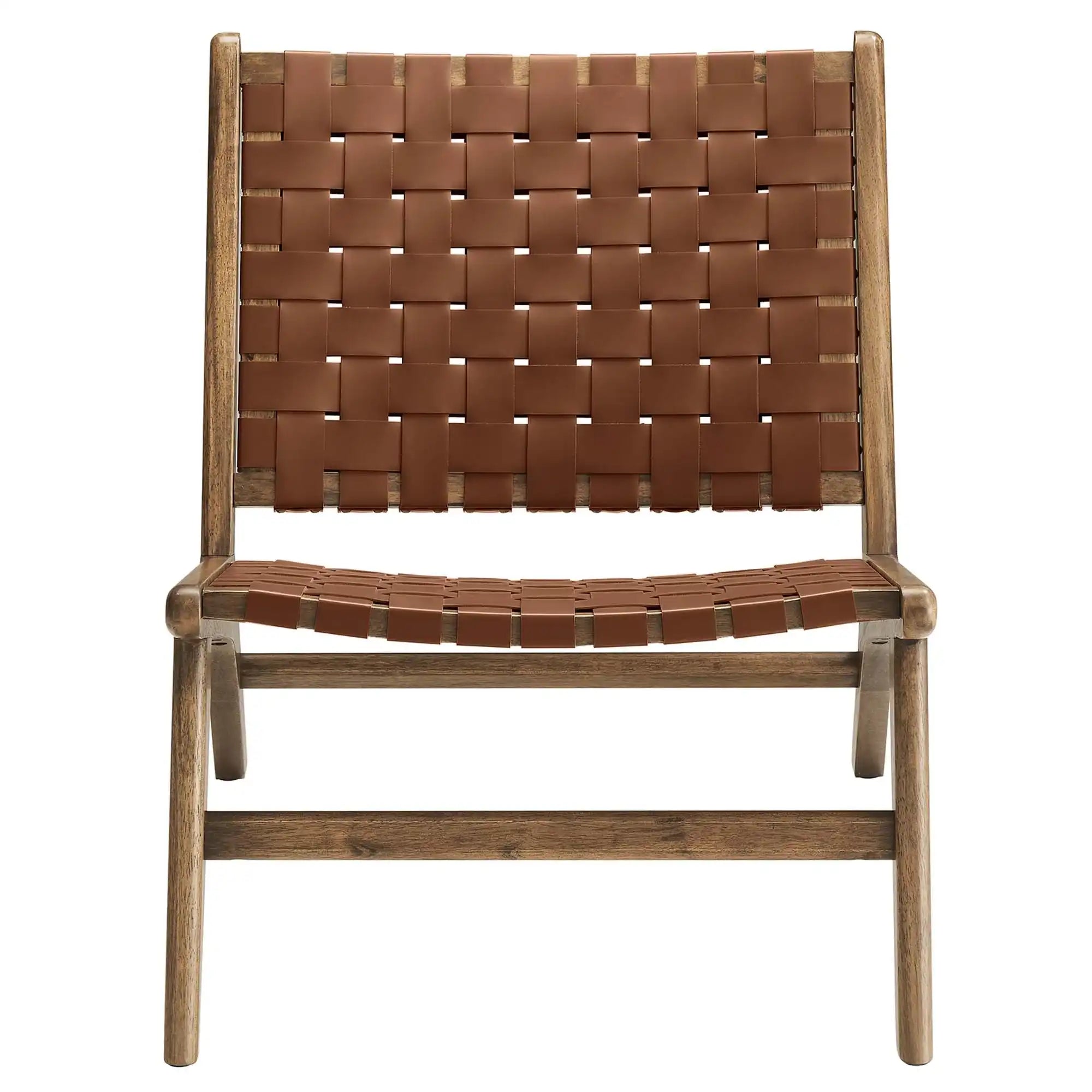 Saoirse Leather Wood Accent Lounge Chair by Modway - Best Buy Furniture