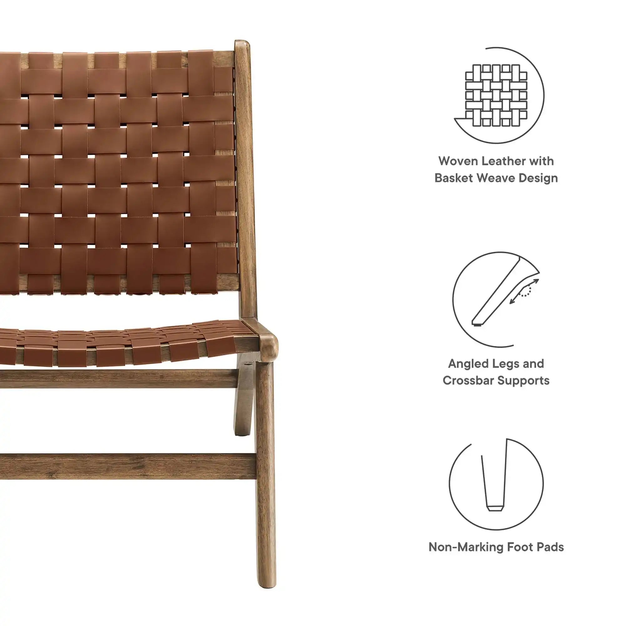 Saoirse Leather Wood Accent Lounge Chair by Modway - Best Buy Furniture