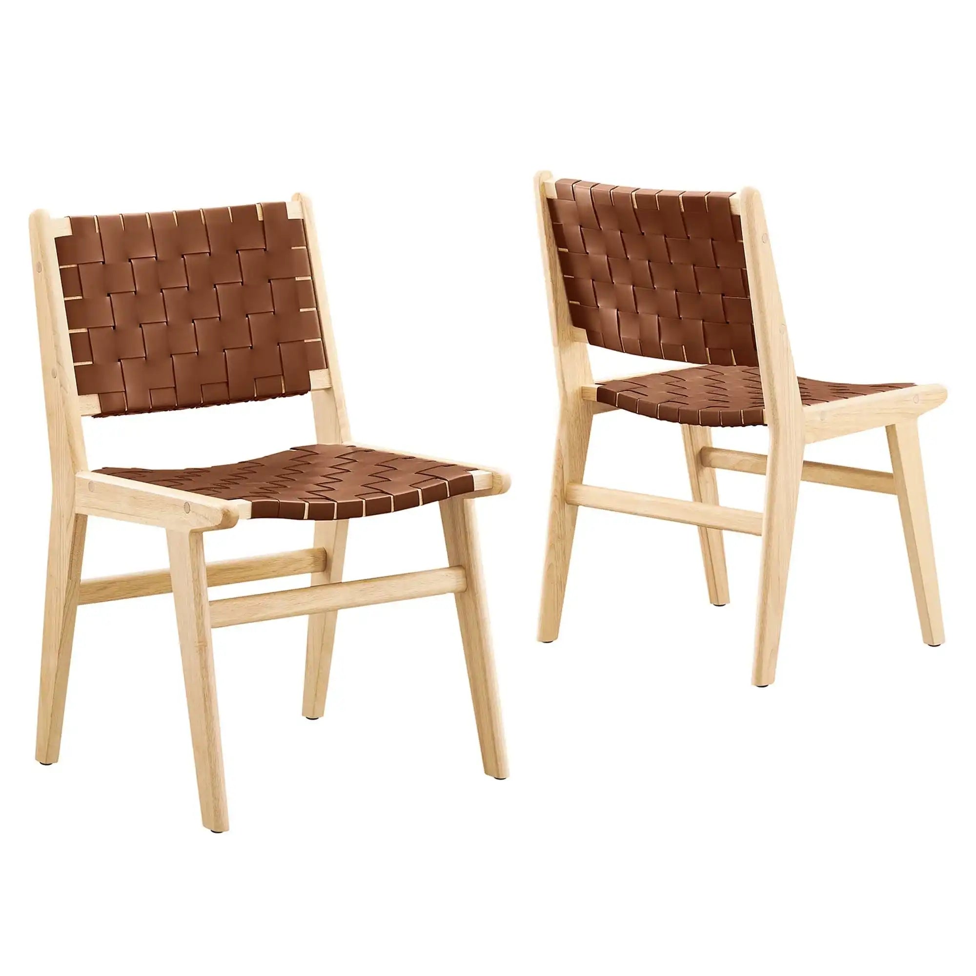 Saoirse Leather Wood Dining Side Chair Set of 2 by Modway - Best Buy Furniture