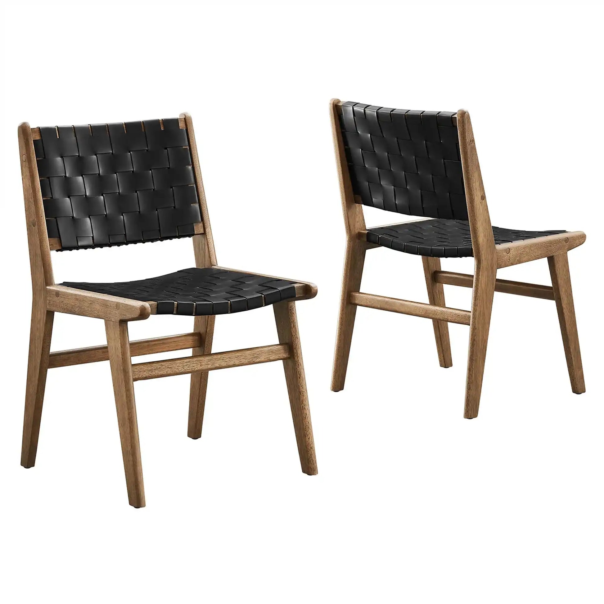 Saoirse Leather Wood Dining Side Chair Set of 2 by Modway - Best Buy Furniture