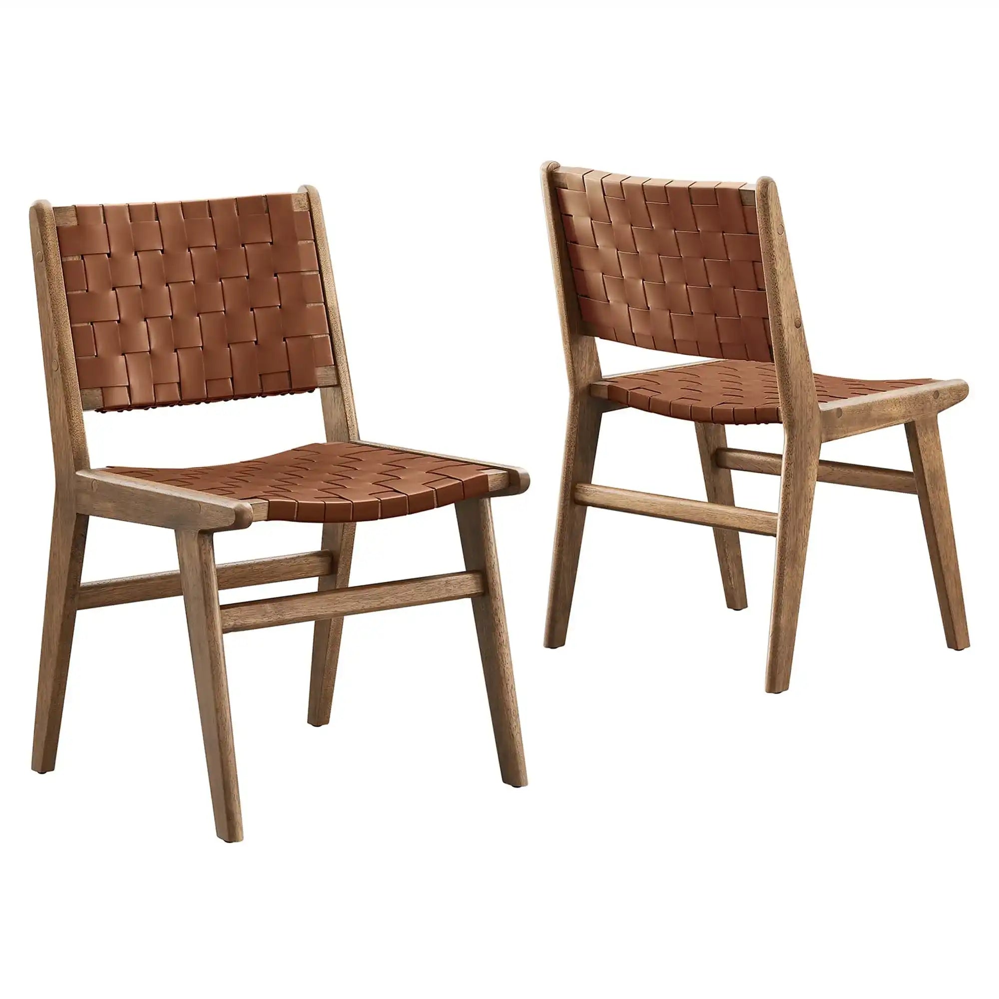 Saoirse Leather Wood Dining Side Chair Set of 2 by Modway - Best Buy Furniture