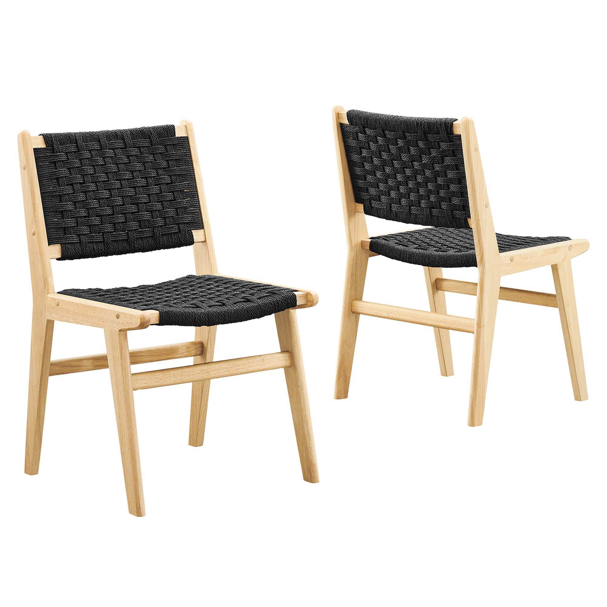 Saoirse Woven Rope Wood Dining Side Chair Set of 2 by Modway - Best Buy Furniture