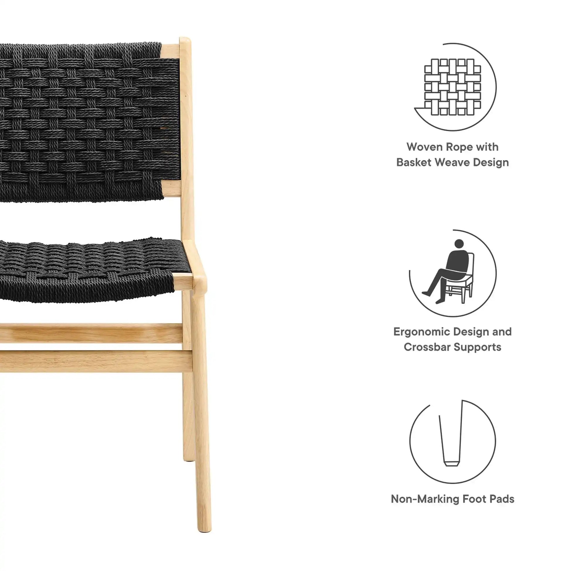 Saoirse Woven Rope Wood Dining Side Chair Set of 2 by Modway - Best Buy Furniture