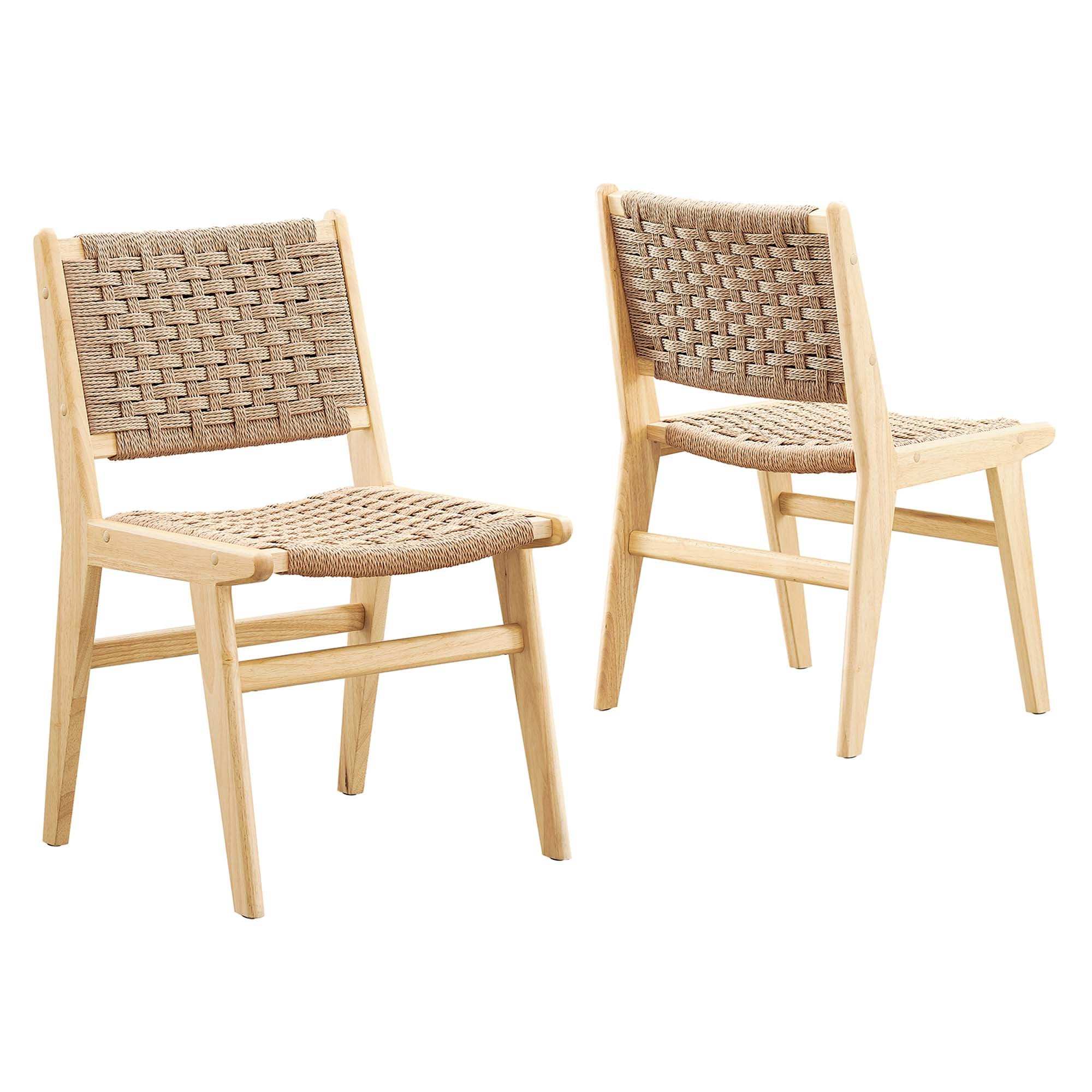 Saoirse Woven Rope Wood Dining Side Chair Set of 2 by Modway - Best Buy Furniture