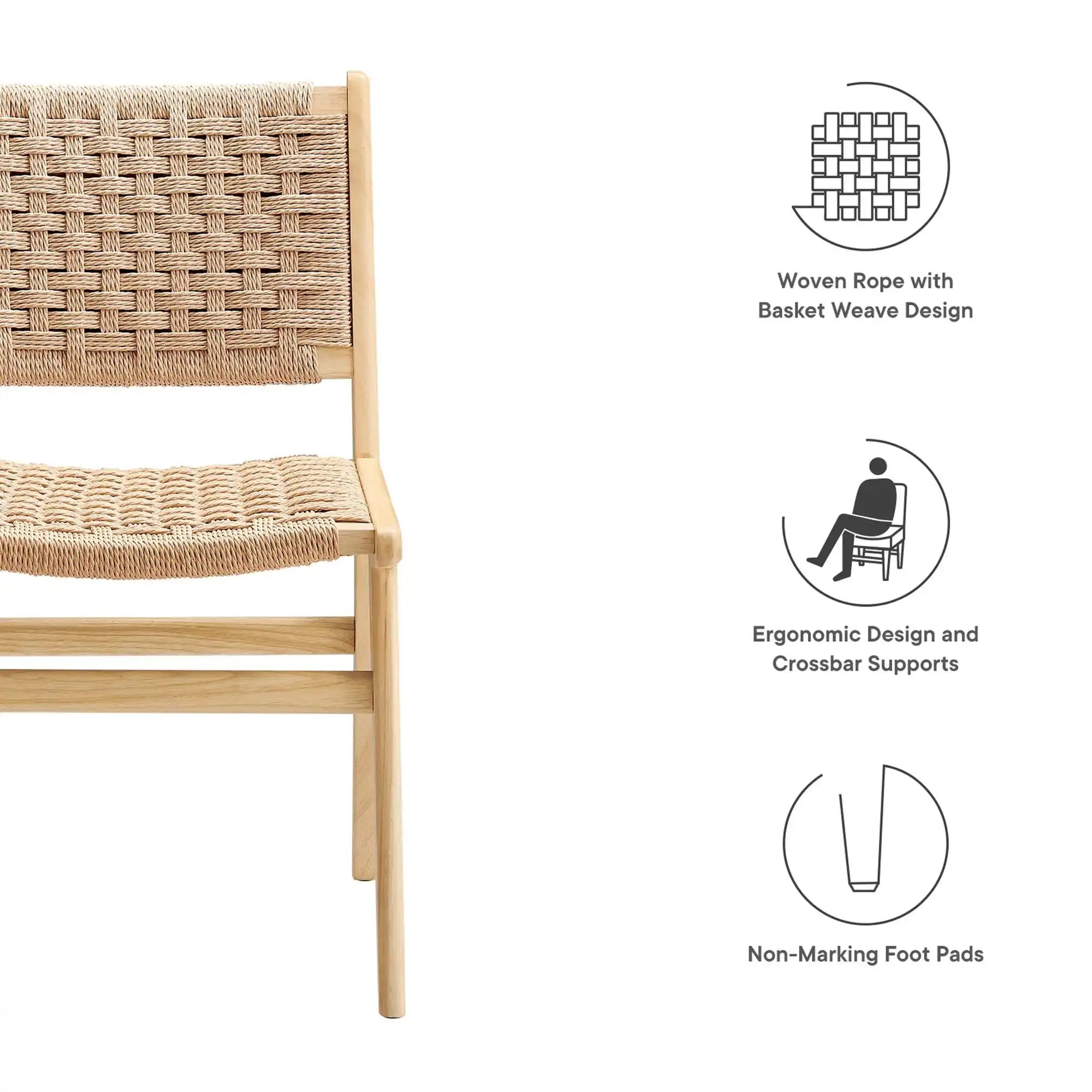 Saoirse Woven Rope Wood Dining Side Chair Set of 2 by Modway - Best Buy Furniture