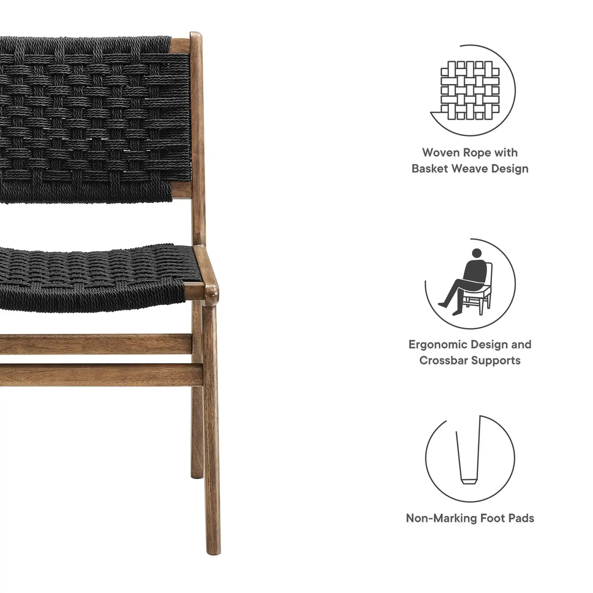 Saoirse Woven Rope Wood Dining Side Chair Set of 2 by Modway - Best Buy Furniture