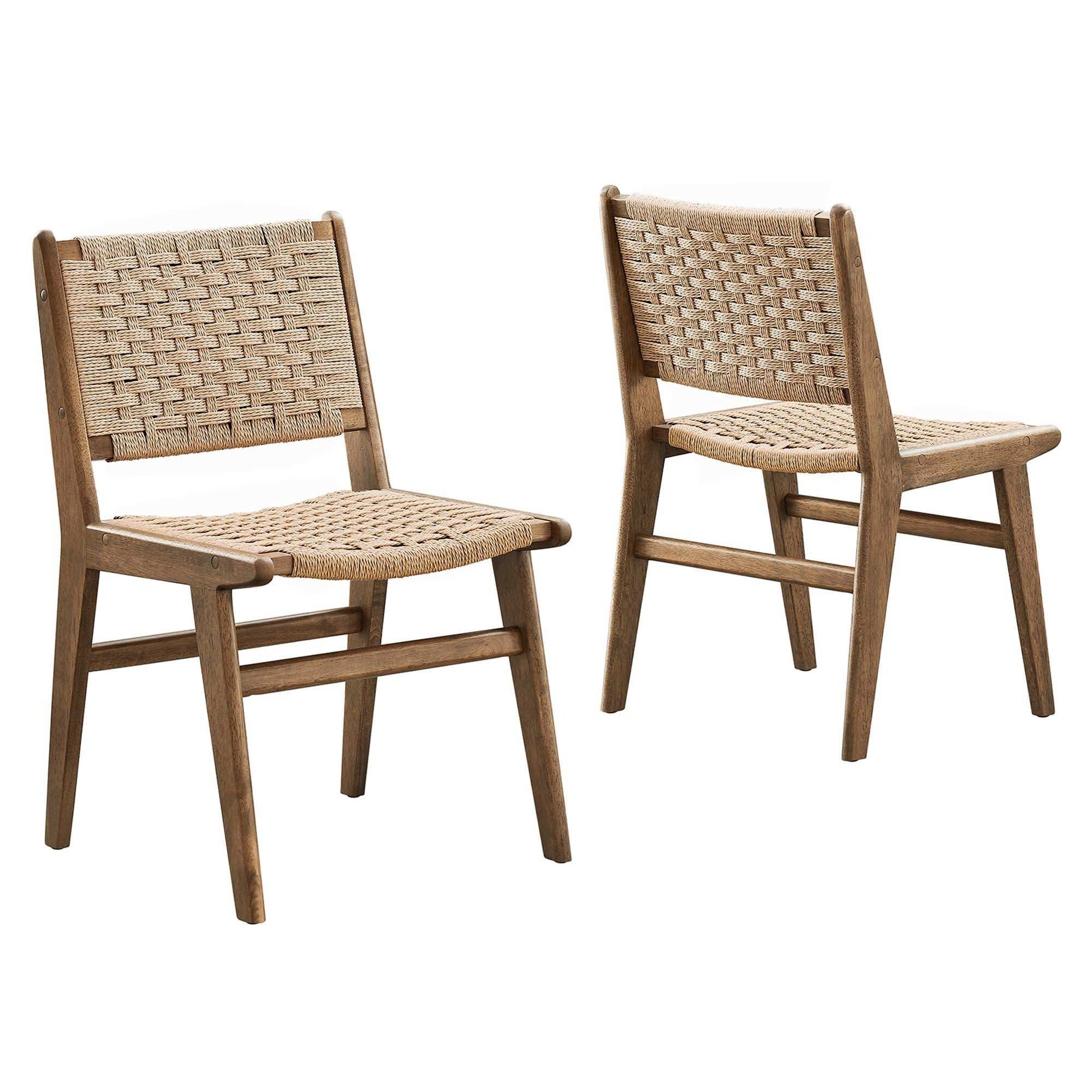 Saoirse Woven Rope Wood Dining Side Chair Set of 2 by Modway - Best Buy Furniture