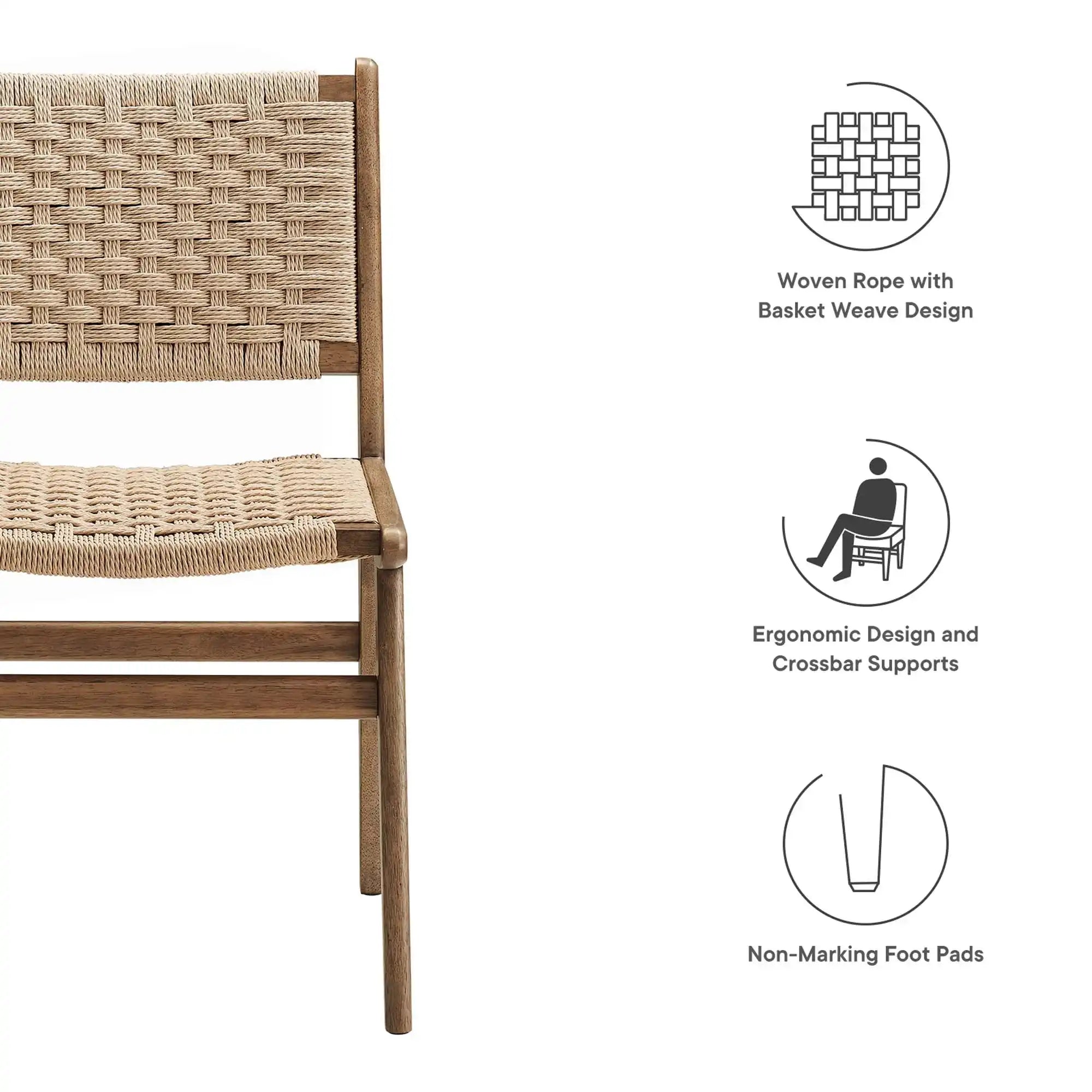 Saoirse Woven Rope Wood Dining Side Chair Set of 2 by Modway - Best Buy Furniture