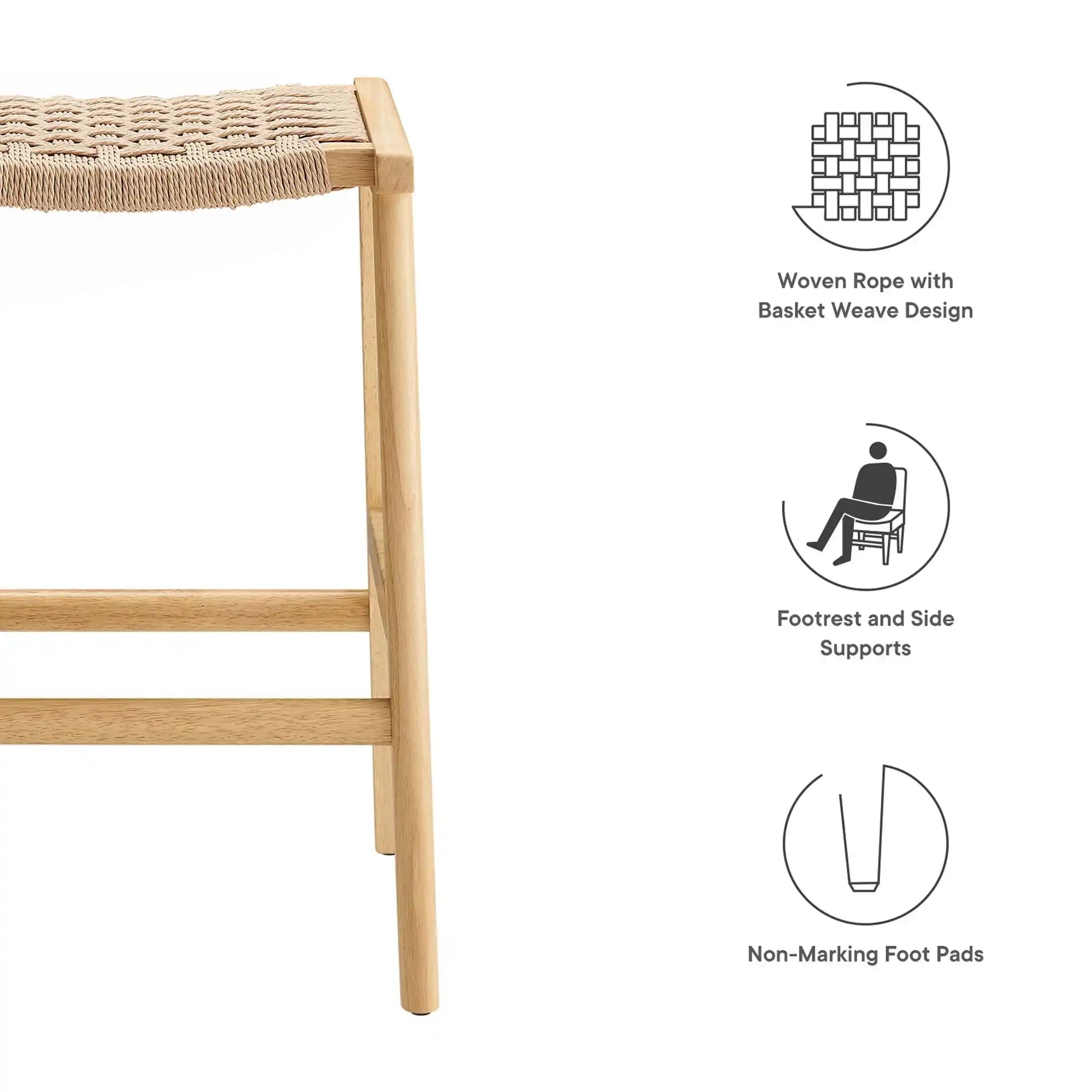Saoirse Woven Rope Wood Counter Stool Set of 2 by Modway - Best Buy Furniture