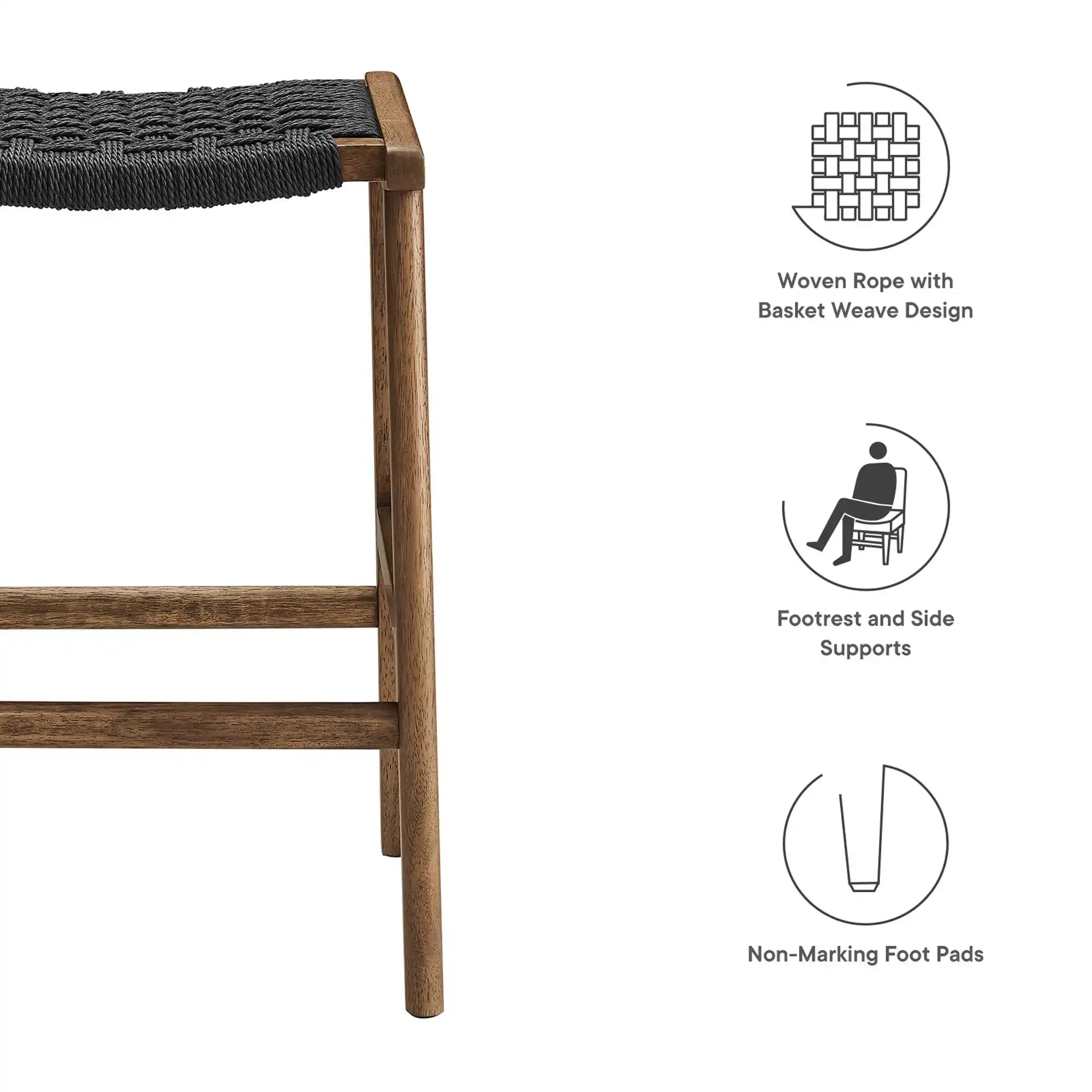 Saoirse Woven Rope Wood Counter Stool Set of 2 by Modway - Best Buy Furniture
