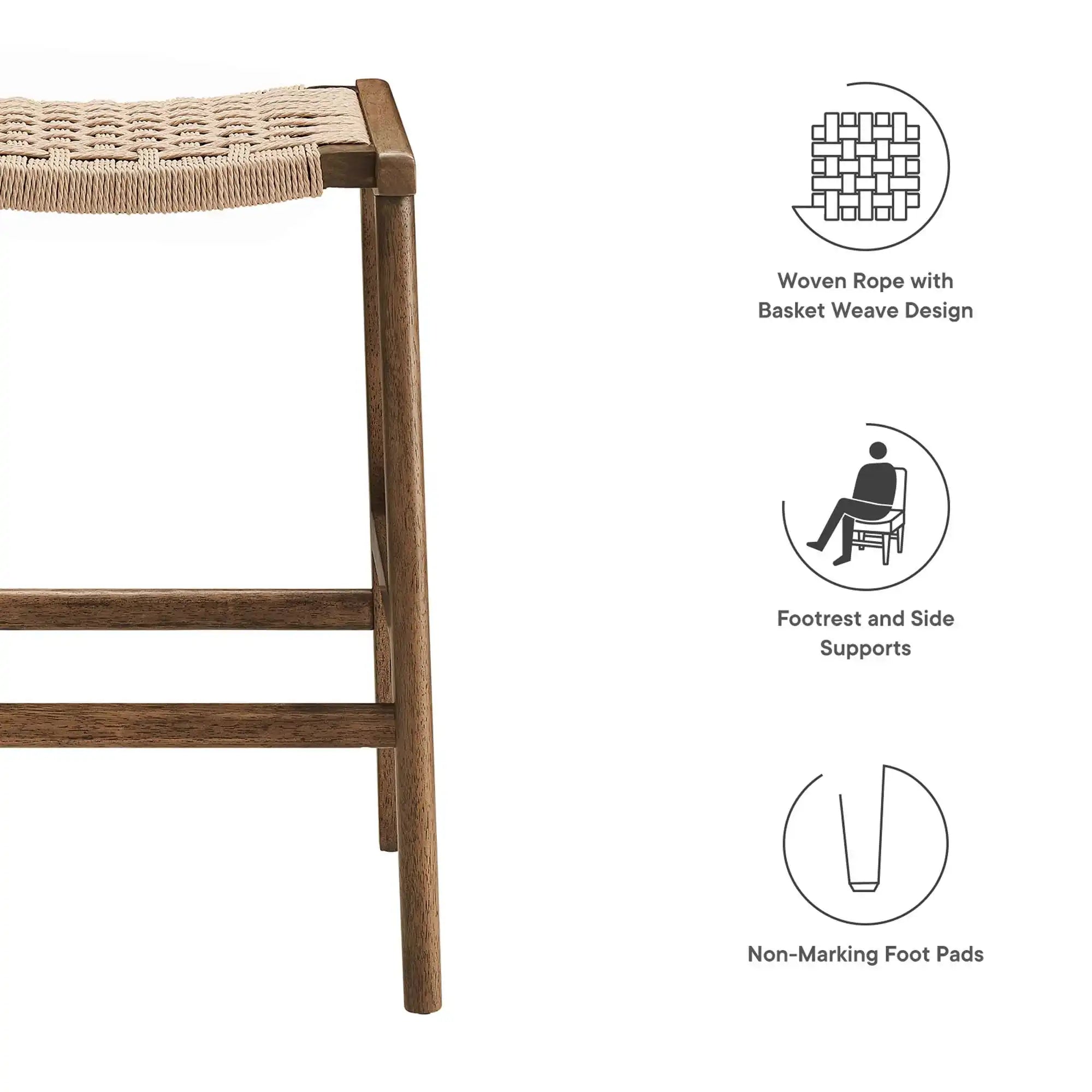 Saoirse Woven Rope Wood Counter Stool Set of 2 by Modway - Best Buy Furniture
