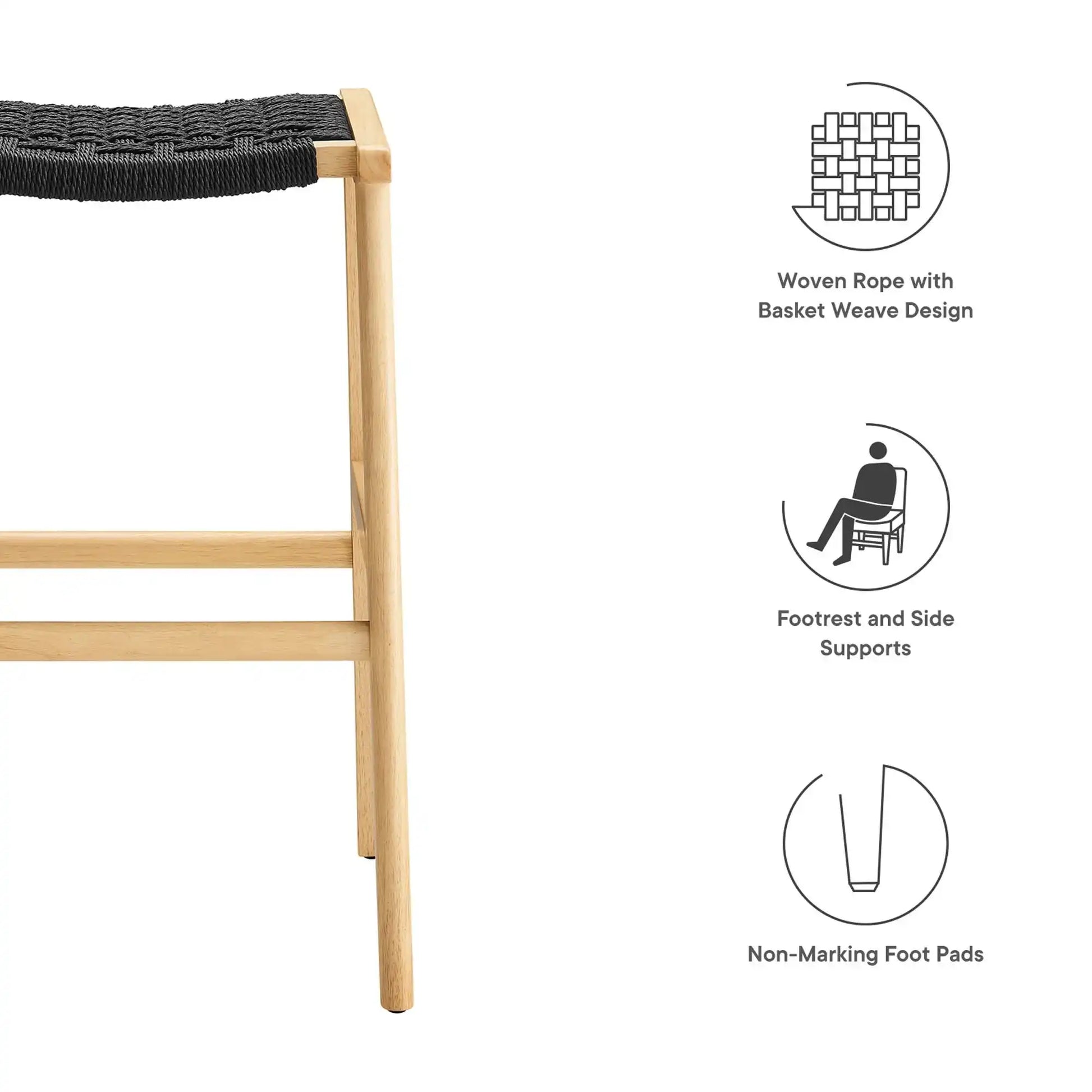 Saoirse Woven Rope Wood Bar Stool Set of 2 by Modway - Best Buy Furniture
