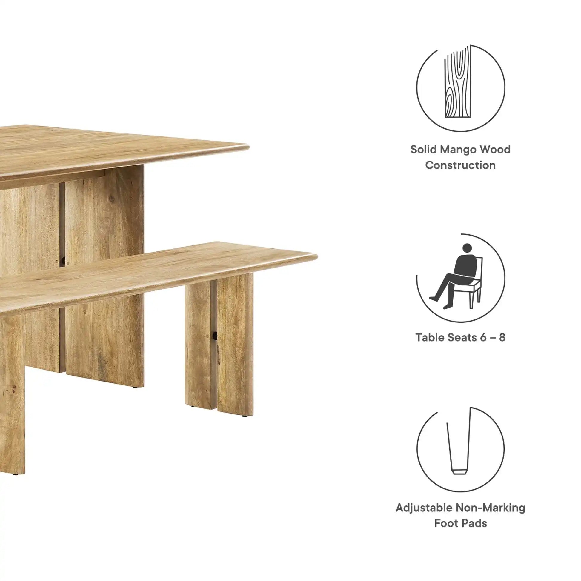 Amistad 72" Wood Dining Table and Bench Set by Modway - Best Buy Furniture
