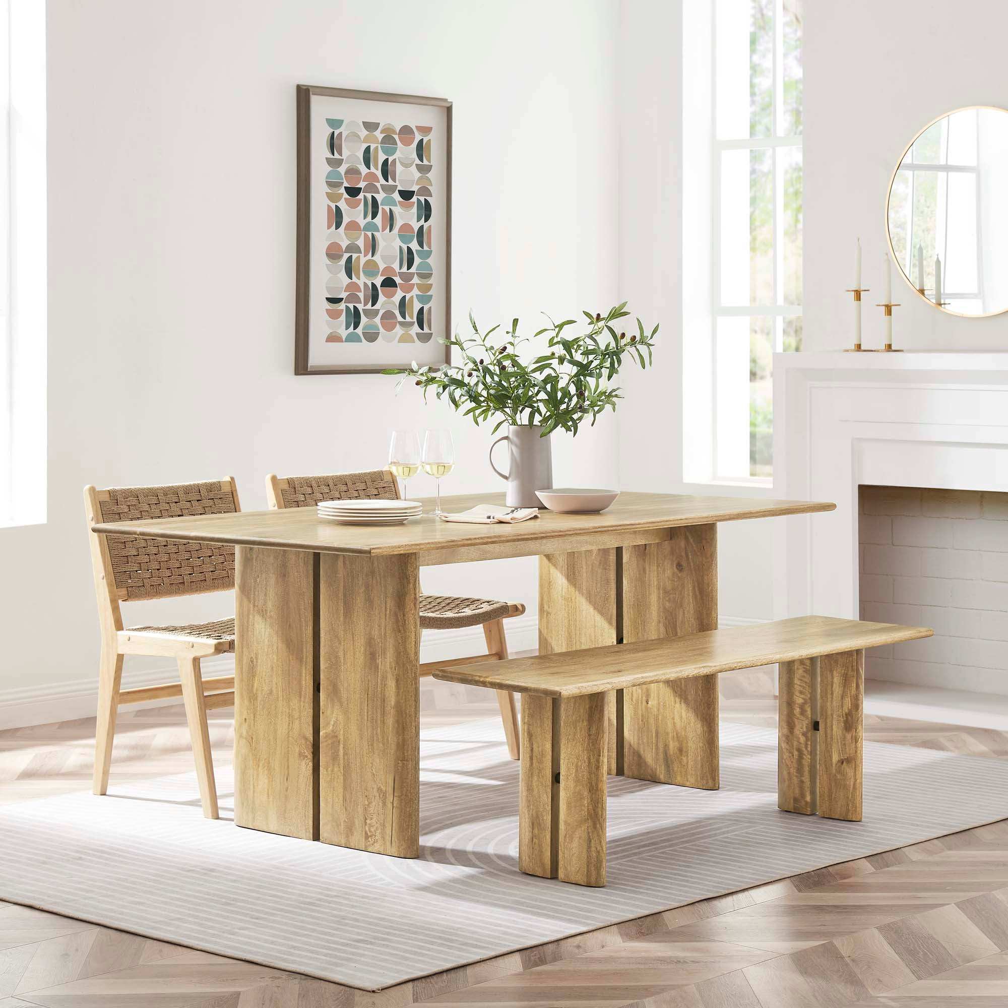 Amistad 72" Wood Dining Table and Bench Set by Modway - Best Buy Furniture